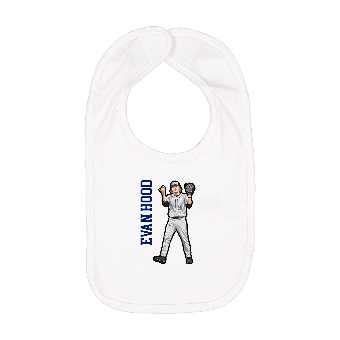 Infant Bib — Name Vertical in White