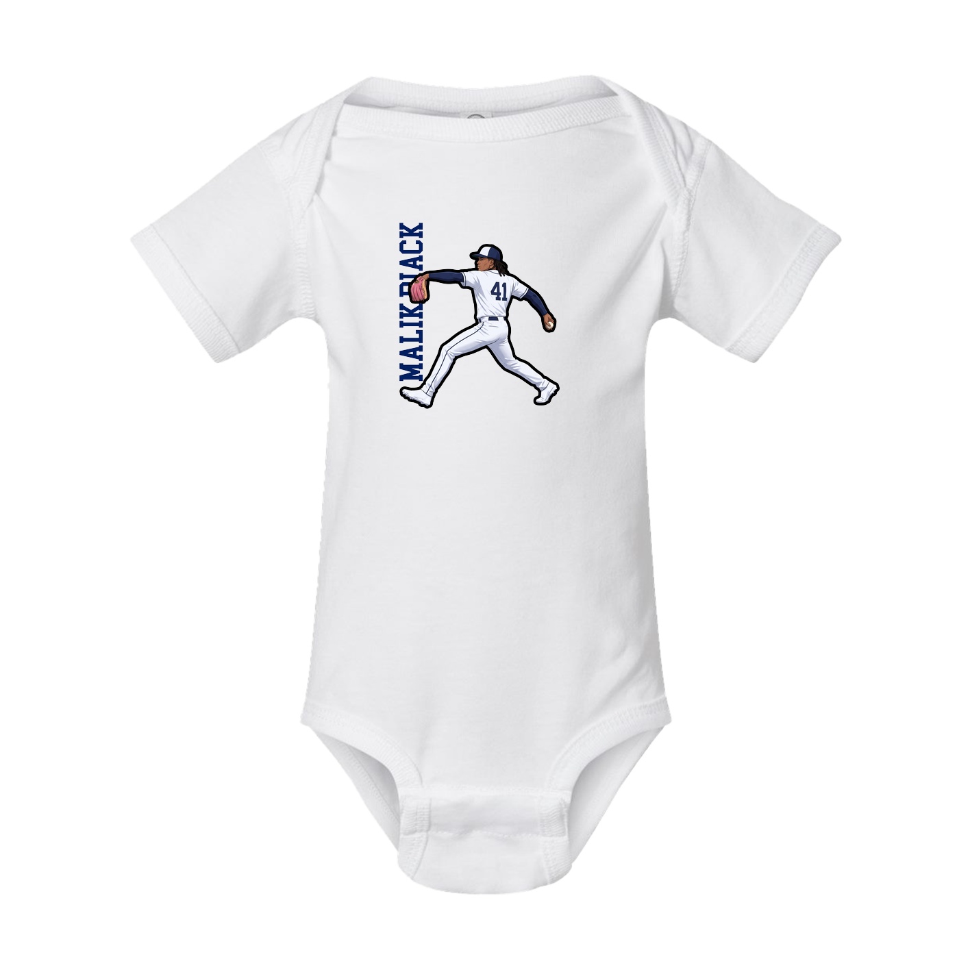 Baby Onesie — Name Vertical in White