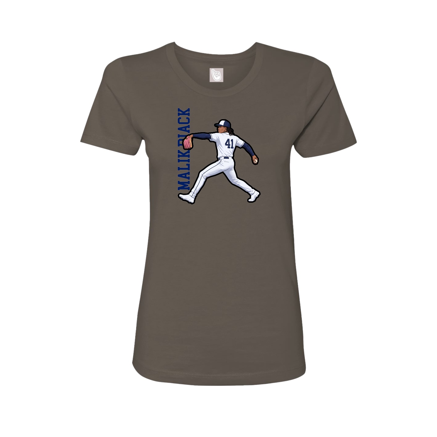 Fitted Women's Tee — Name Vertical in Grey