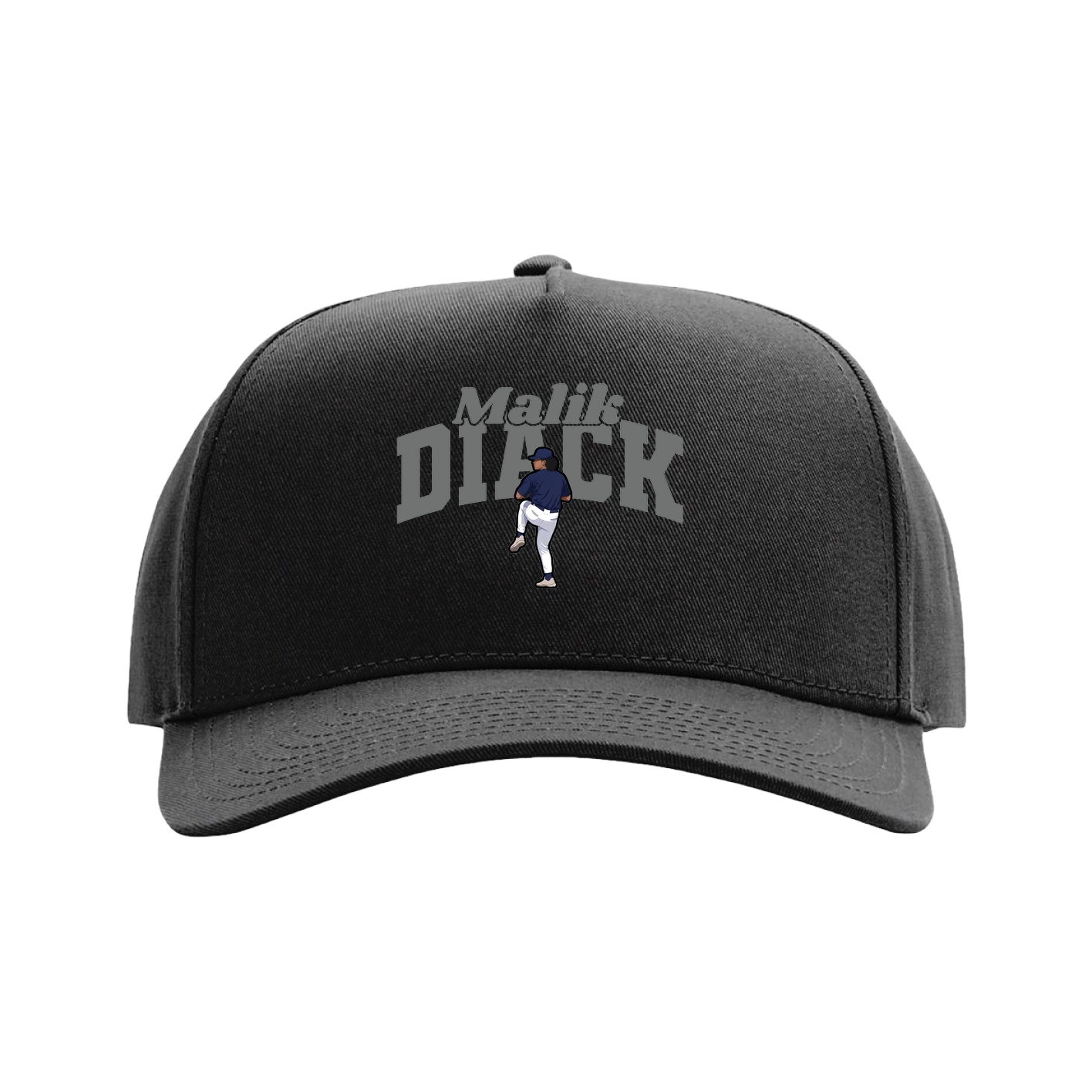 Full Fabric Five-Panel Champ Cap — Signature Arch in Black