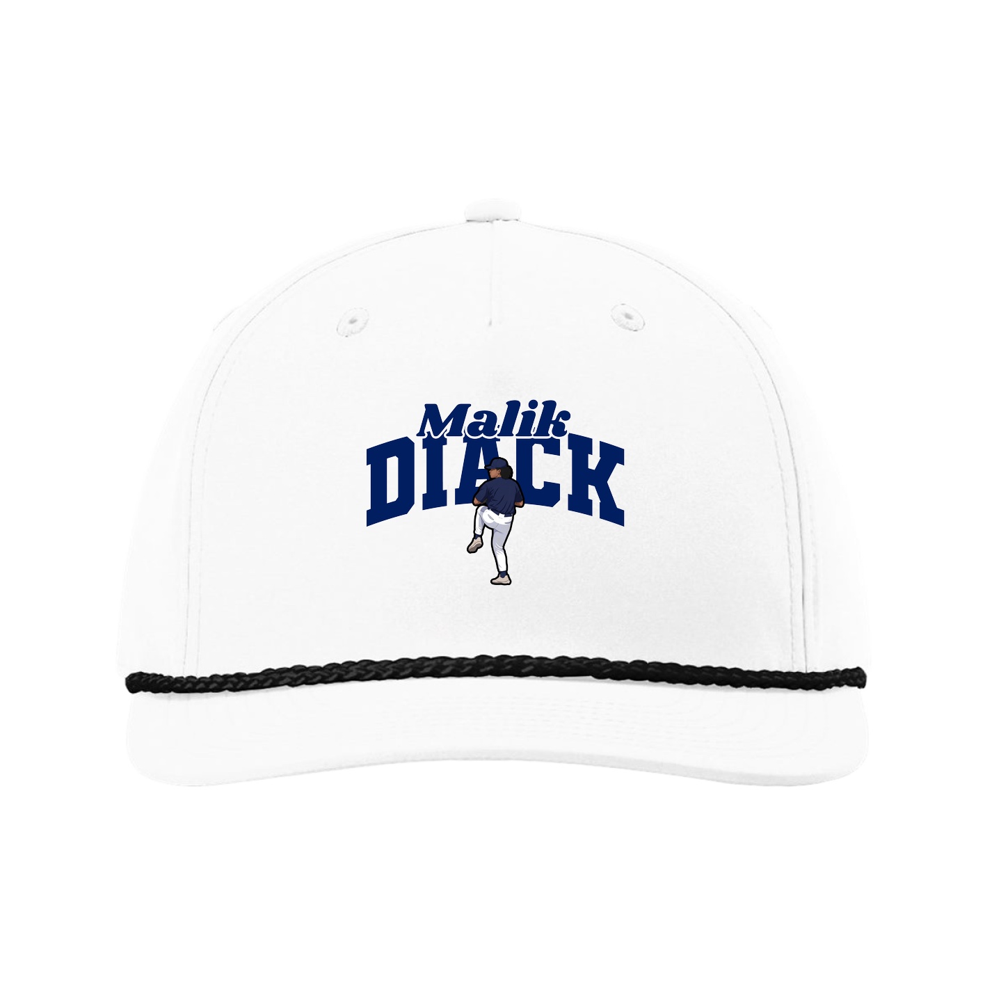 Five-Panel Classic Rope Cap — Signature Arch in White