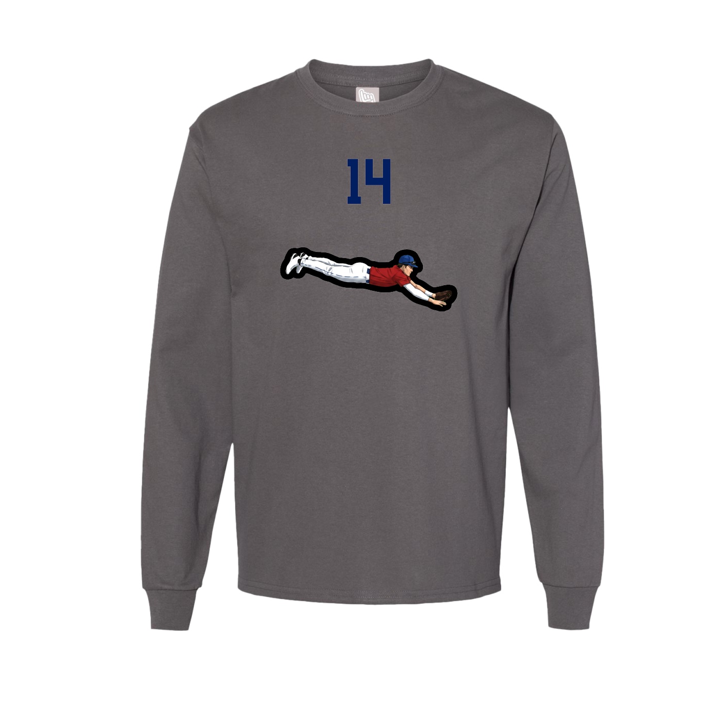 Long Sleeve Tee — Number Top in Grey