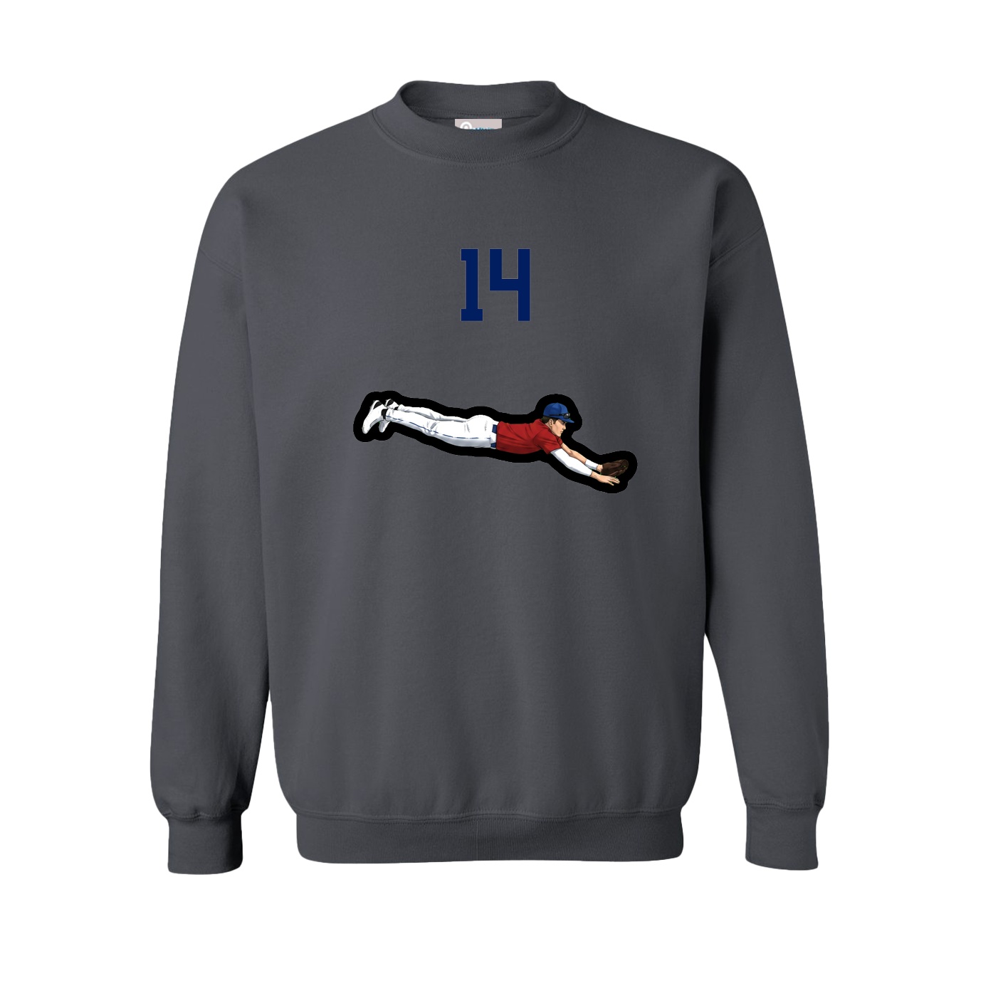 Fleece Crew — Number Top in Grey