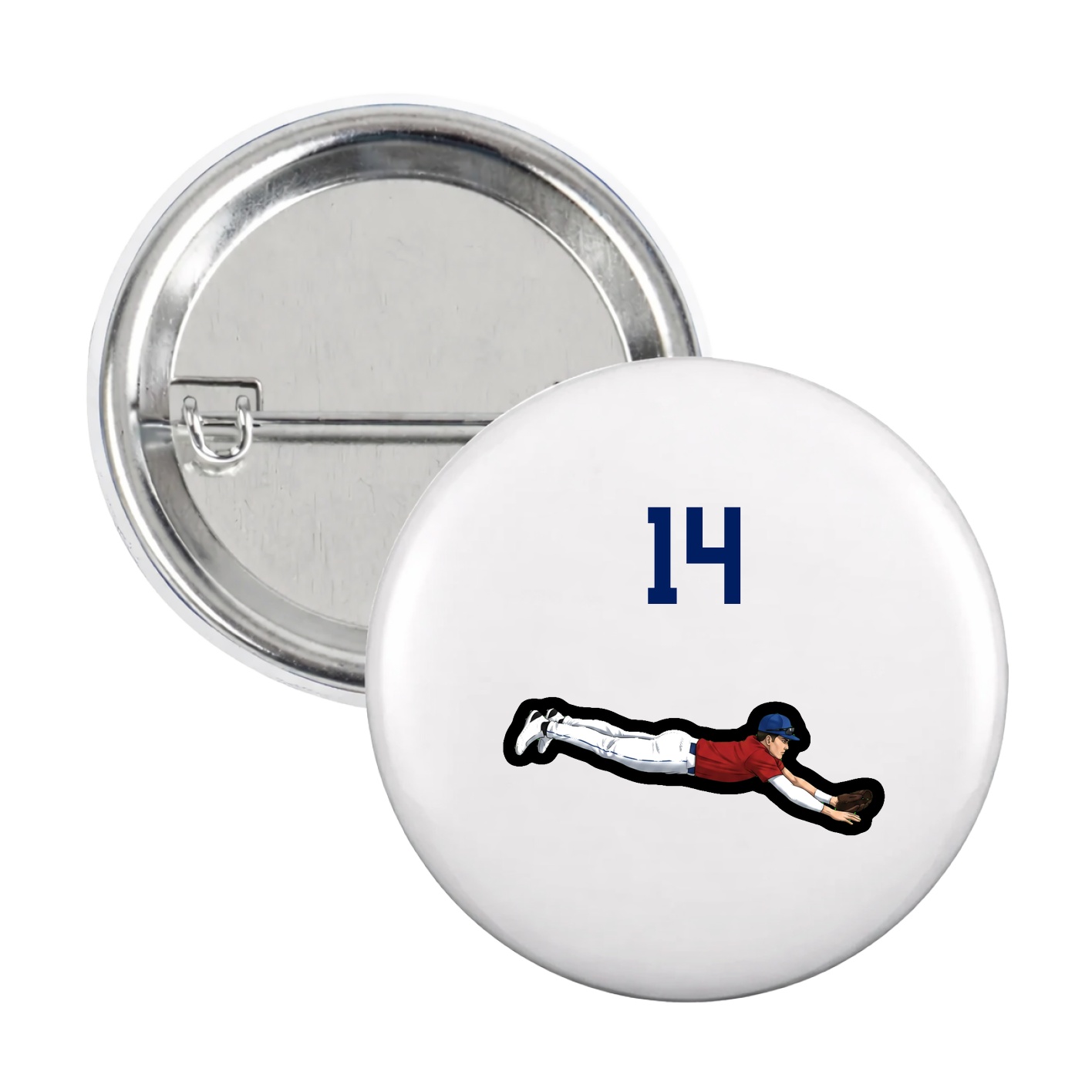 Game Day Button — Number Top in White