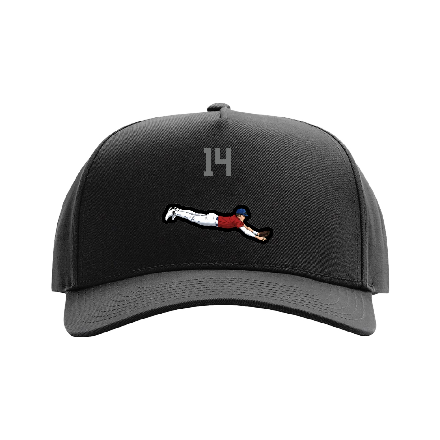 Full Fabric Five-Panel Champ Cap — Number Top in Black
