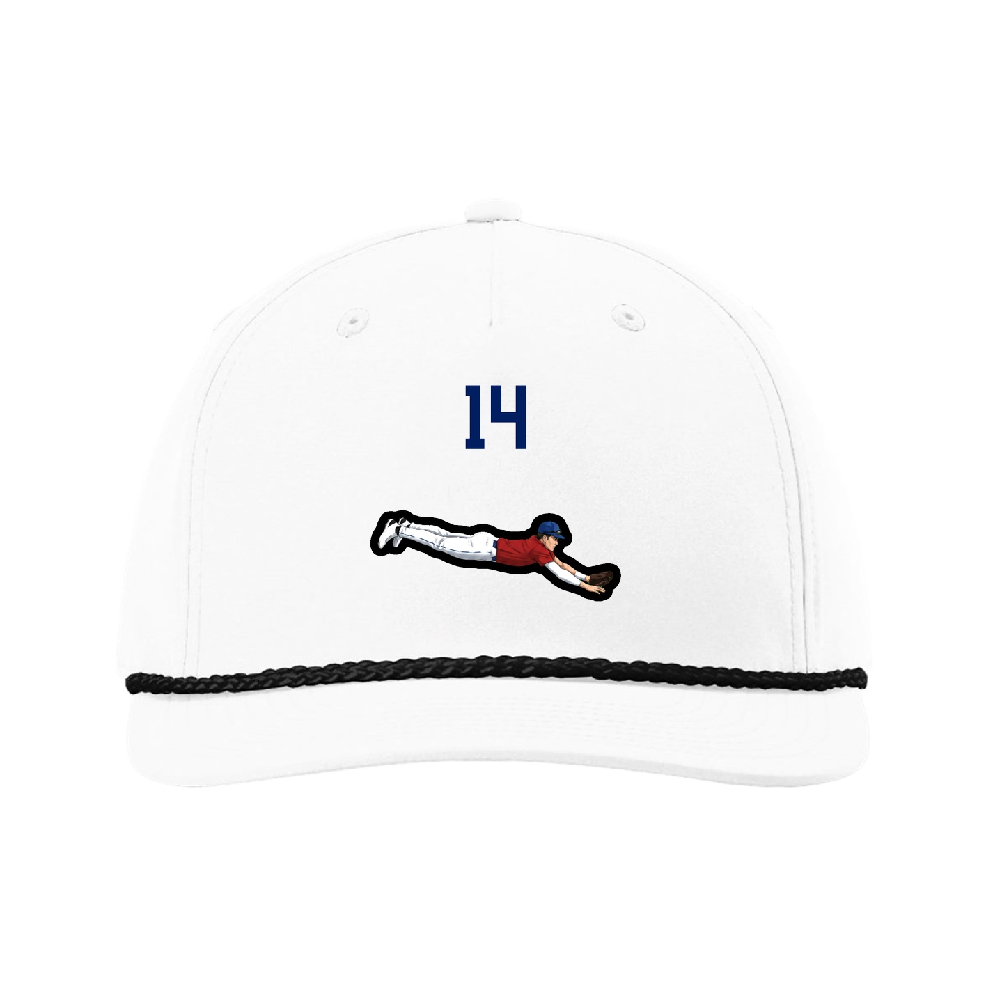 Five-Panel Classic Rope Cap — Number Top in White