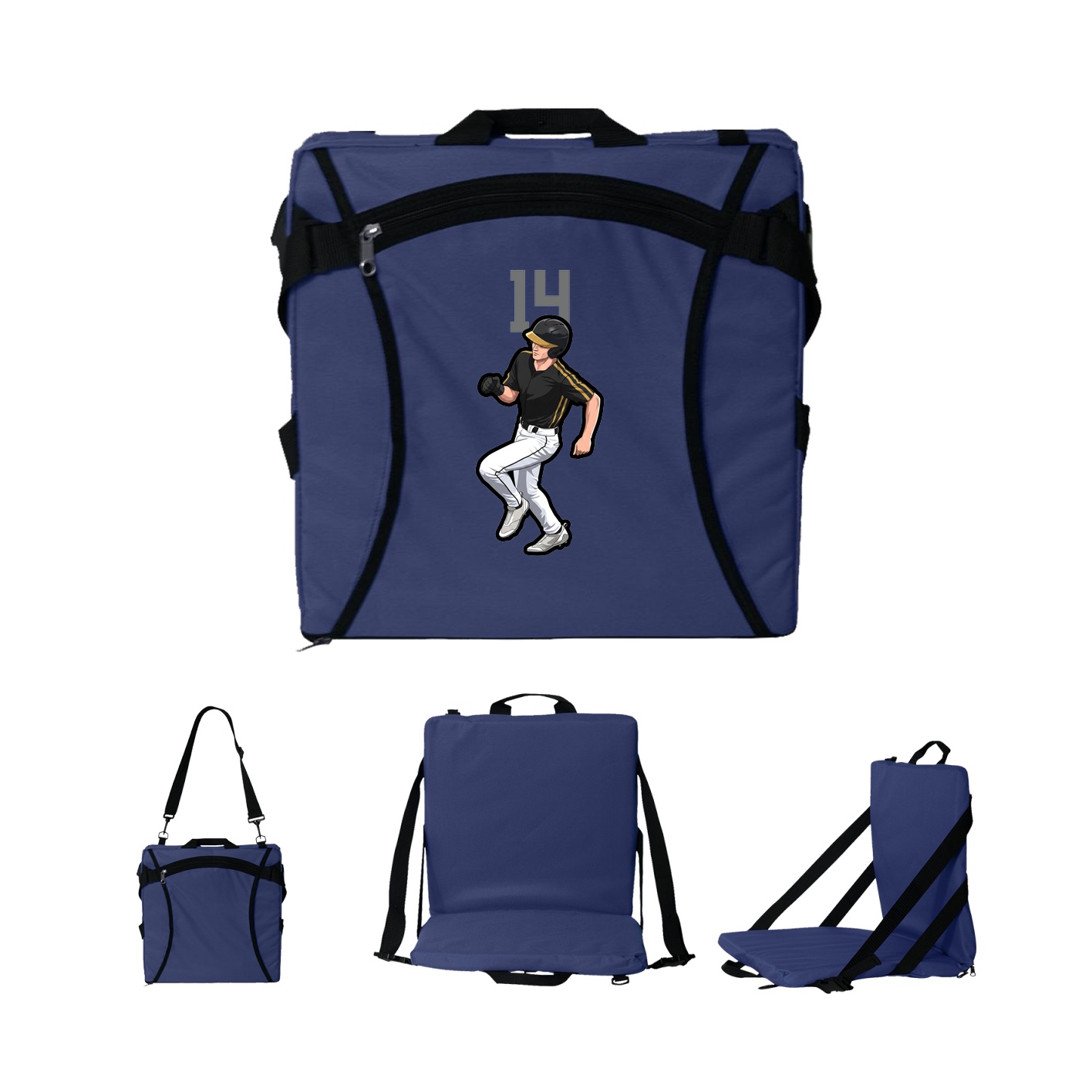 Folding Stadium Seat — Number Top in Navy