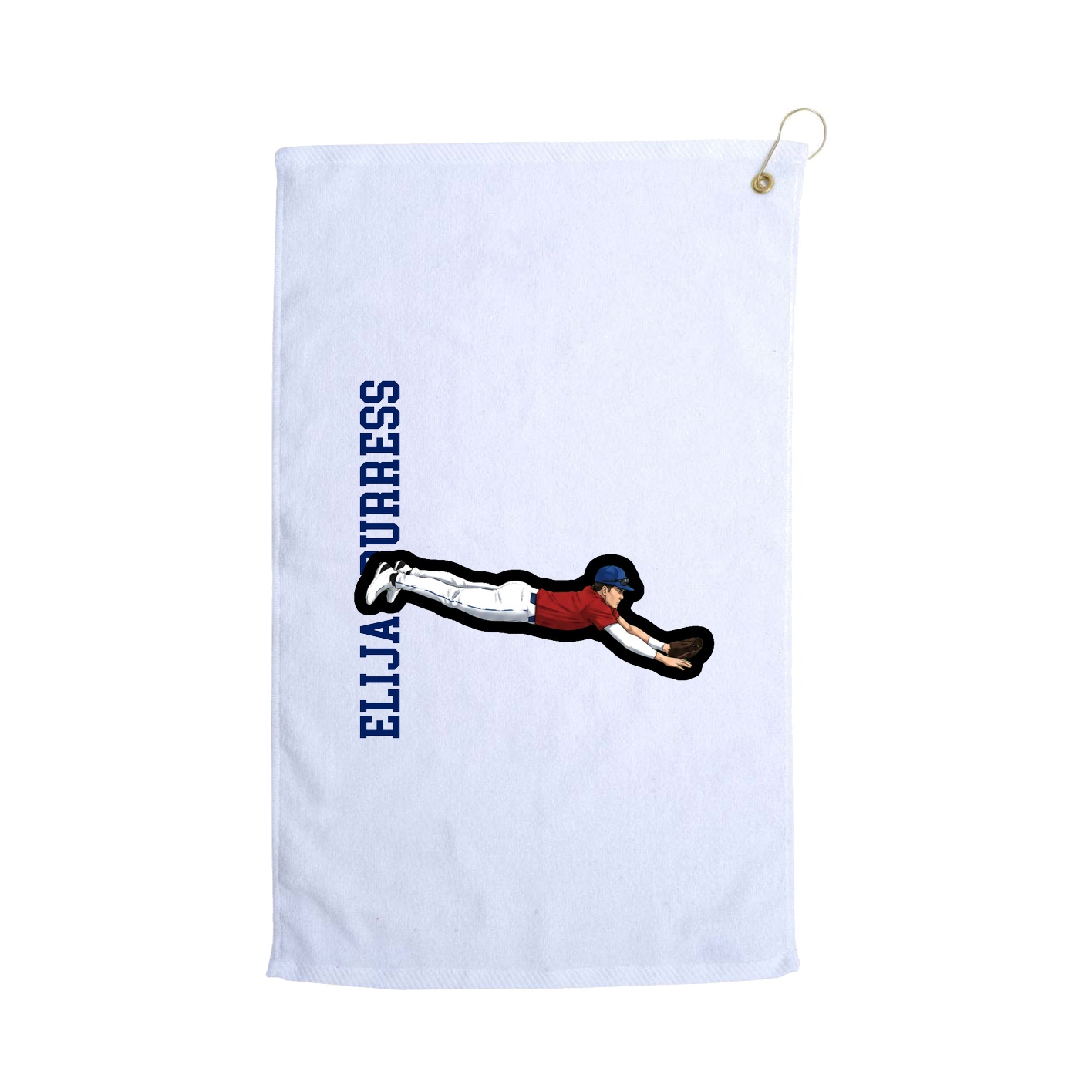 Golf Towel — Name Vertical in White