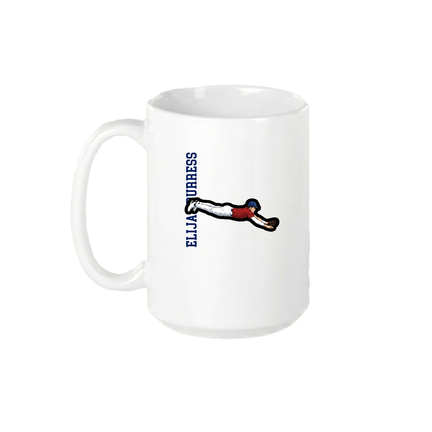 15oz Coffee Mug — Name Vertical in White