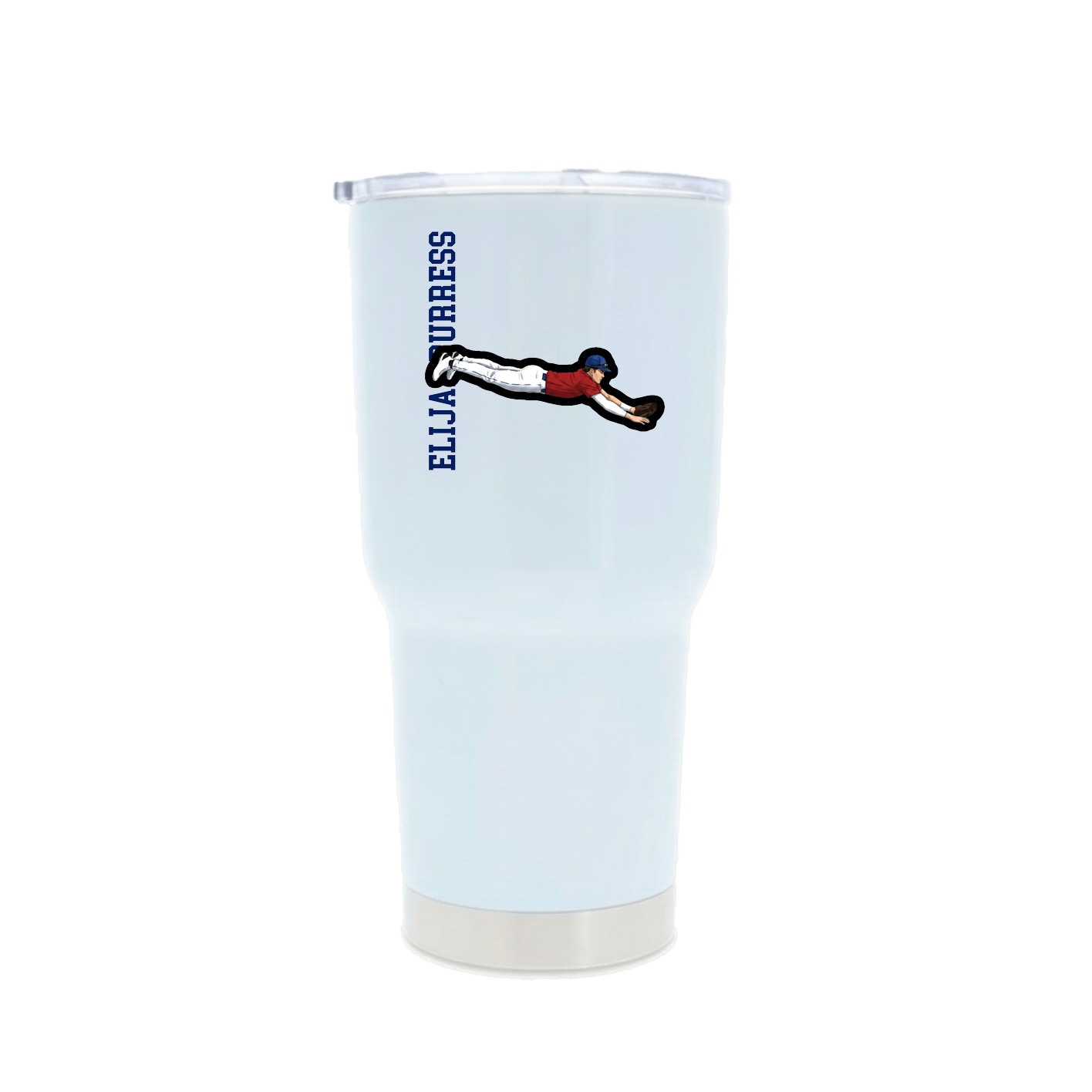 30oz Stainless Steel Tumbler — Name Vertical in White