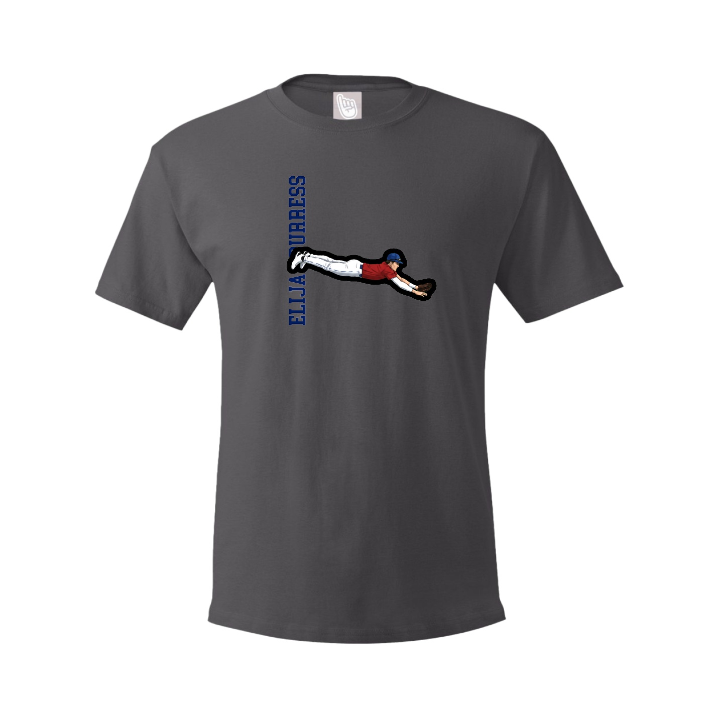 Tee — Name Vertical in Grey
