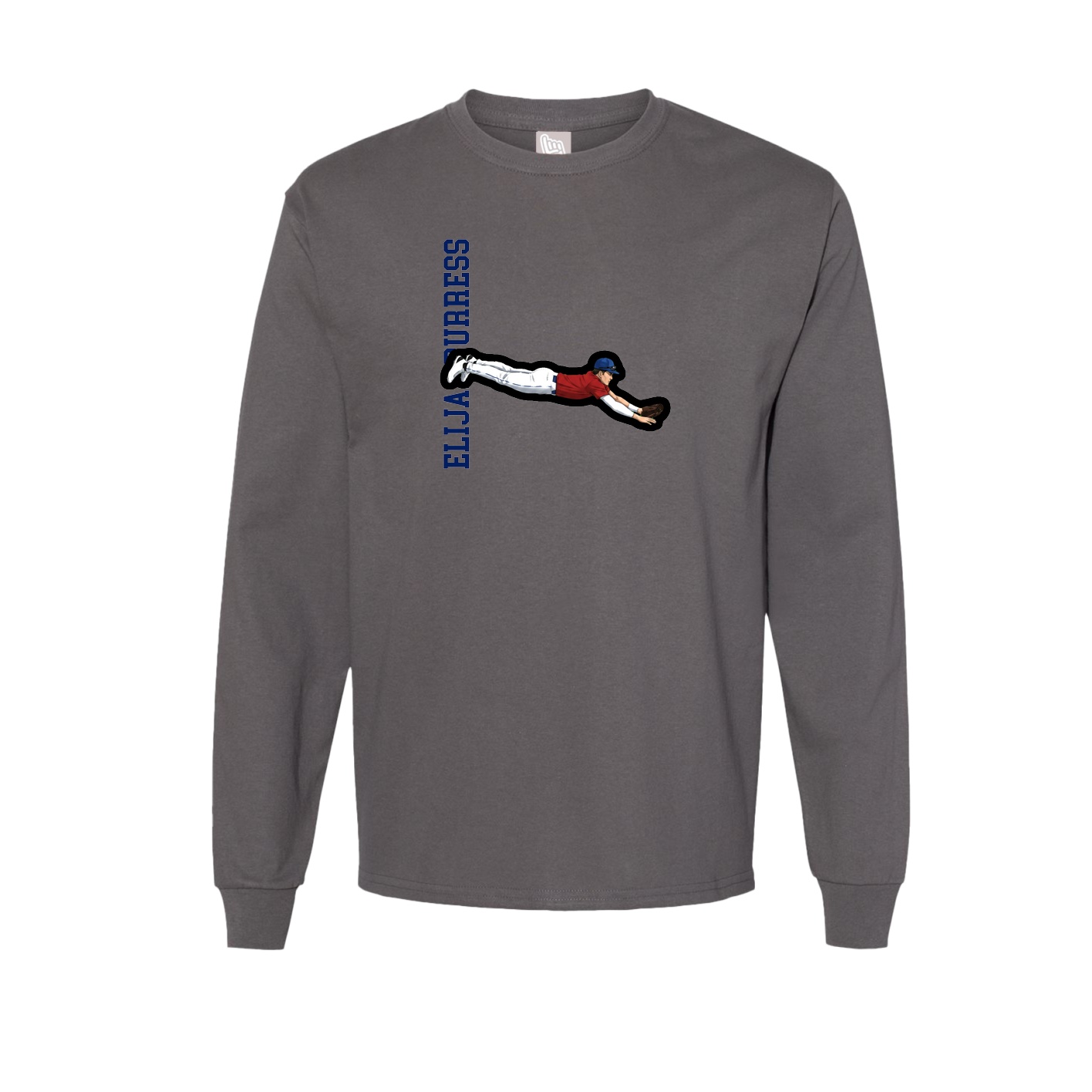 Long Sleeve Tee — Name Vertical in Grey