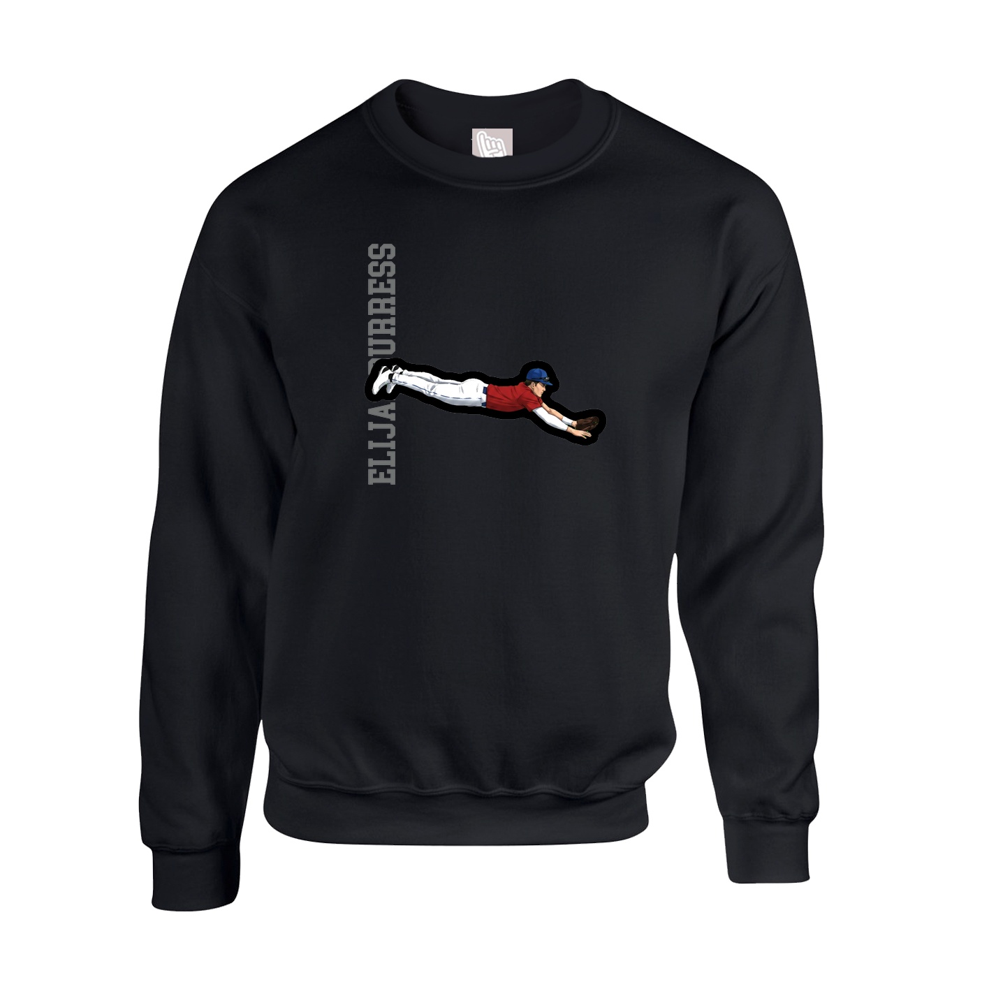 Fleece Crew — Name Vertical in Black