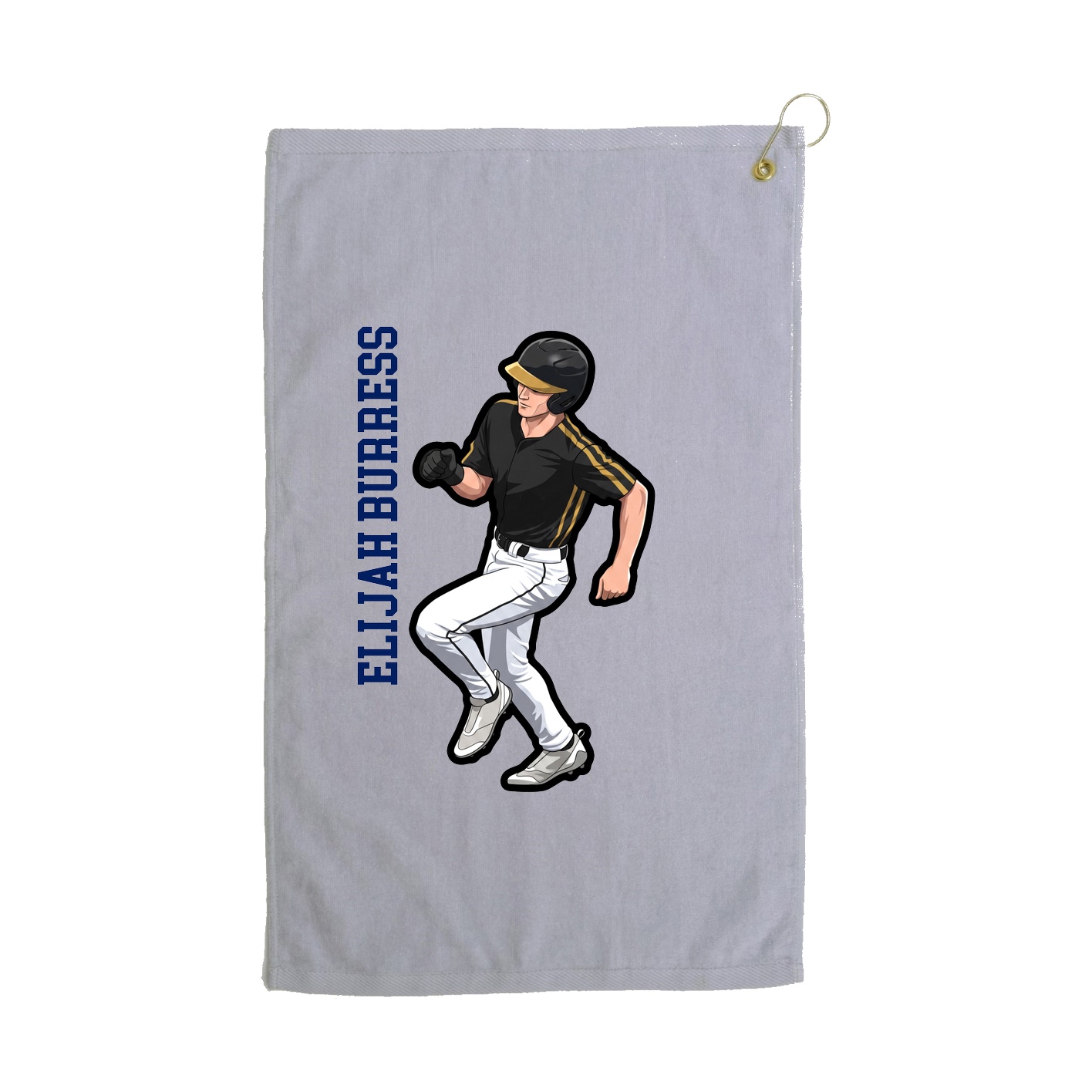 Golf Towel — Name Vertical in Grey