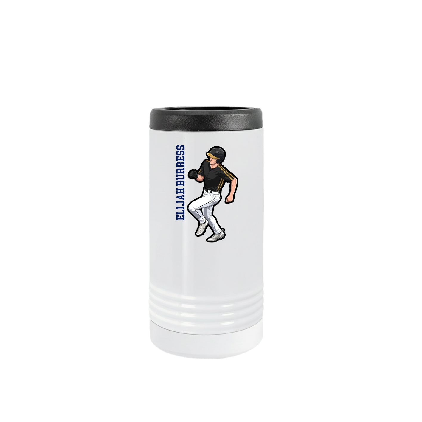 Slim Beverage Holder — Name Vertical in White