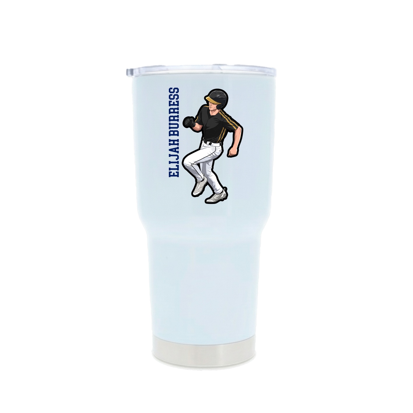 30oz Stainless Steel Tumbler — Name Vertical in White