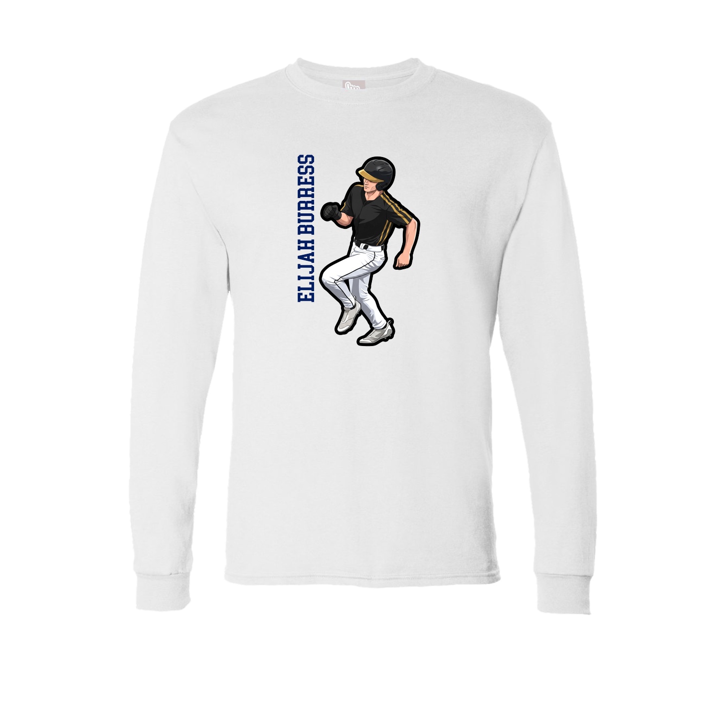 Long Sleeve Tee — Name Vertical in White
