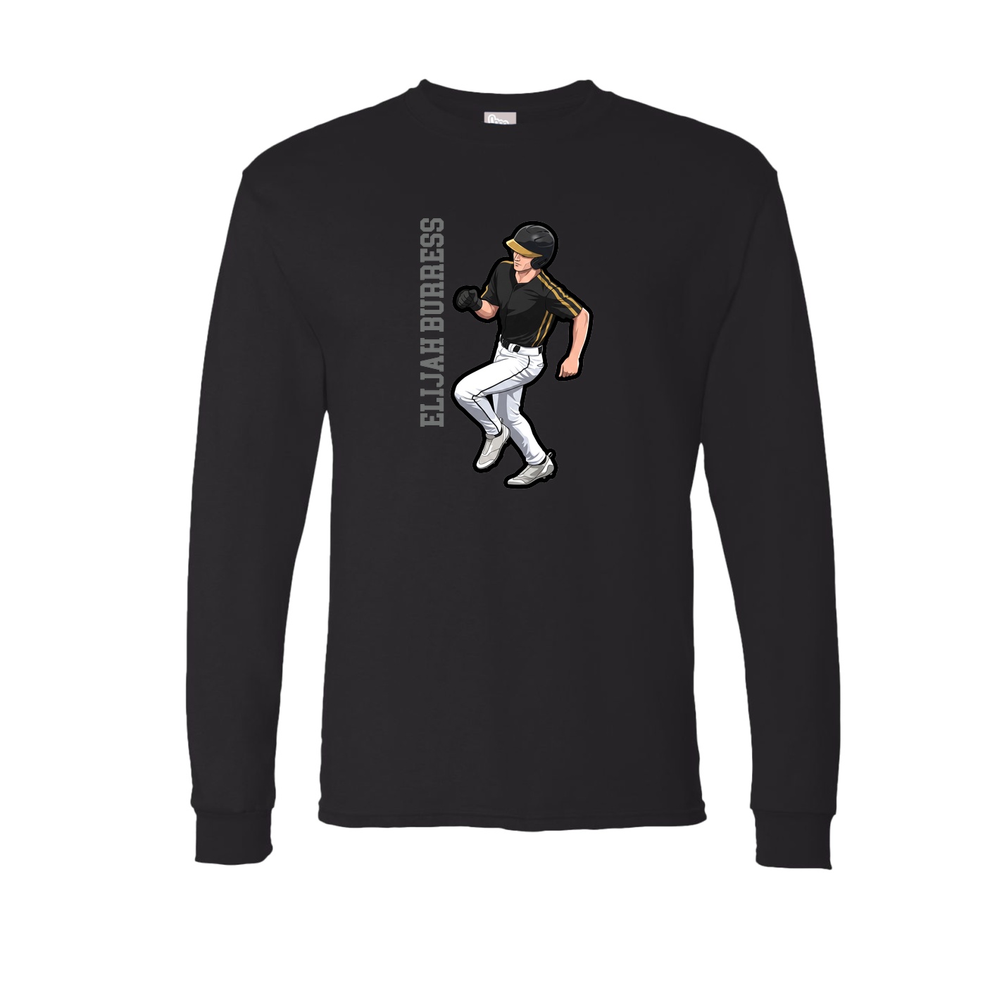 Long Sleeve Tee — Name Vertical in Black