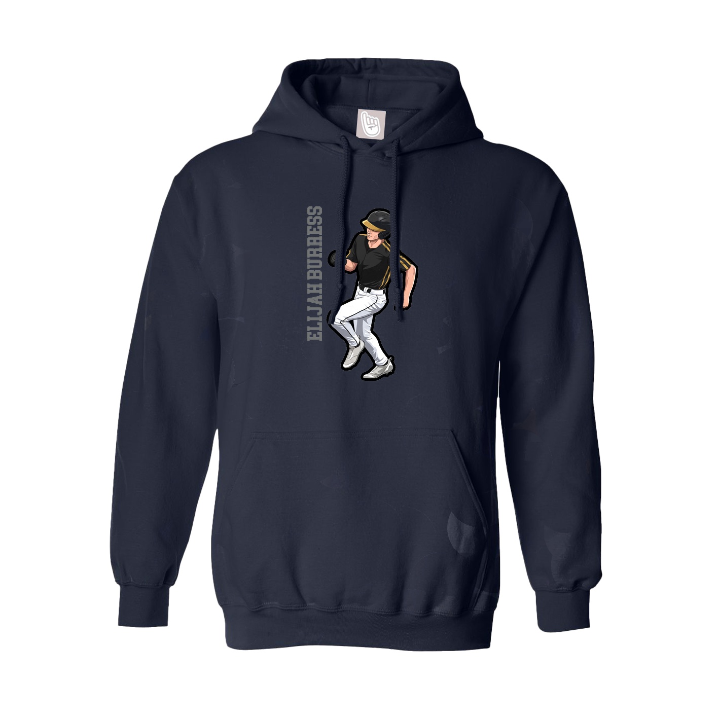 Hoodie — Name Vertical in Navy