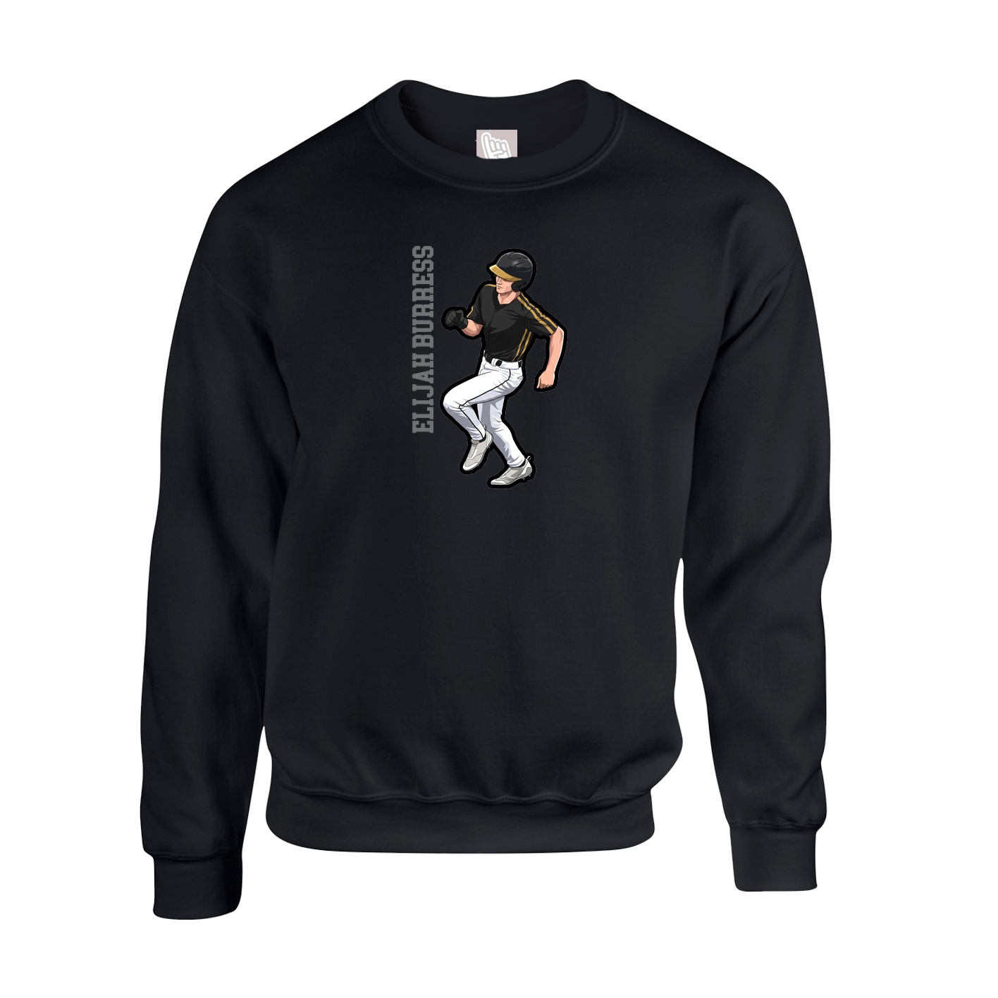 Fleece Crew — Name Vertical in Black