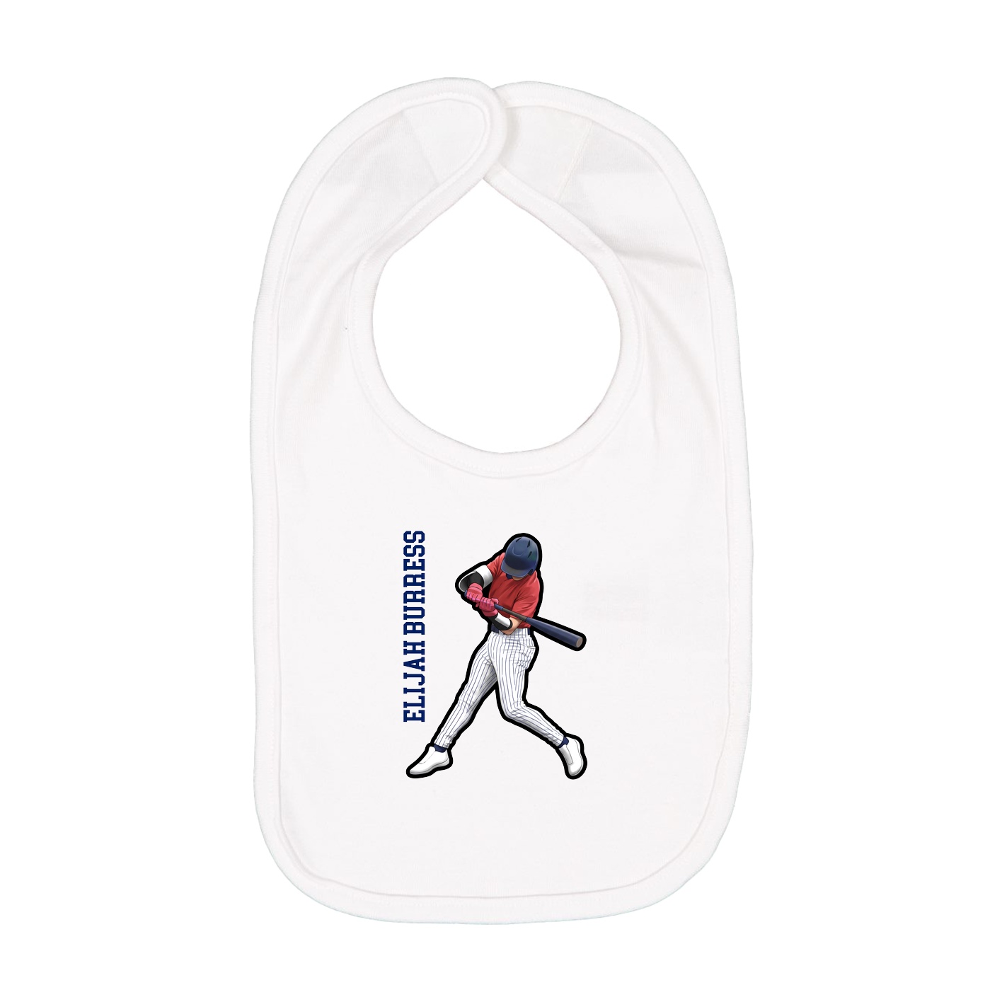 Infant Bib — Name Vertical in White
