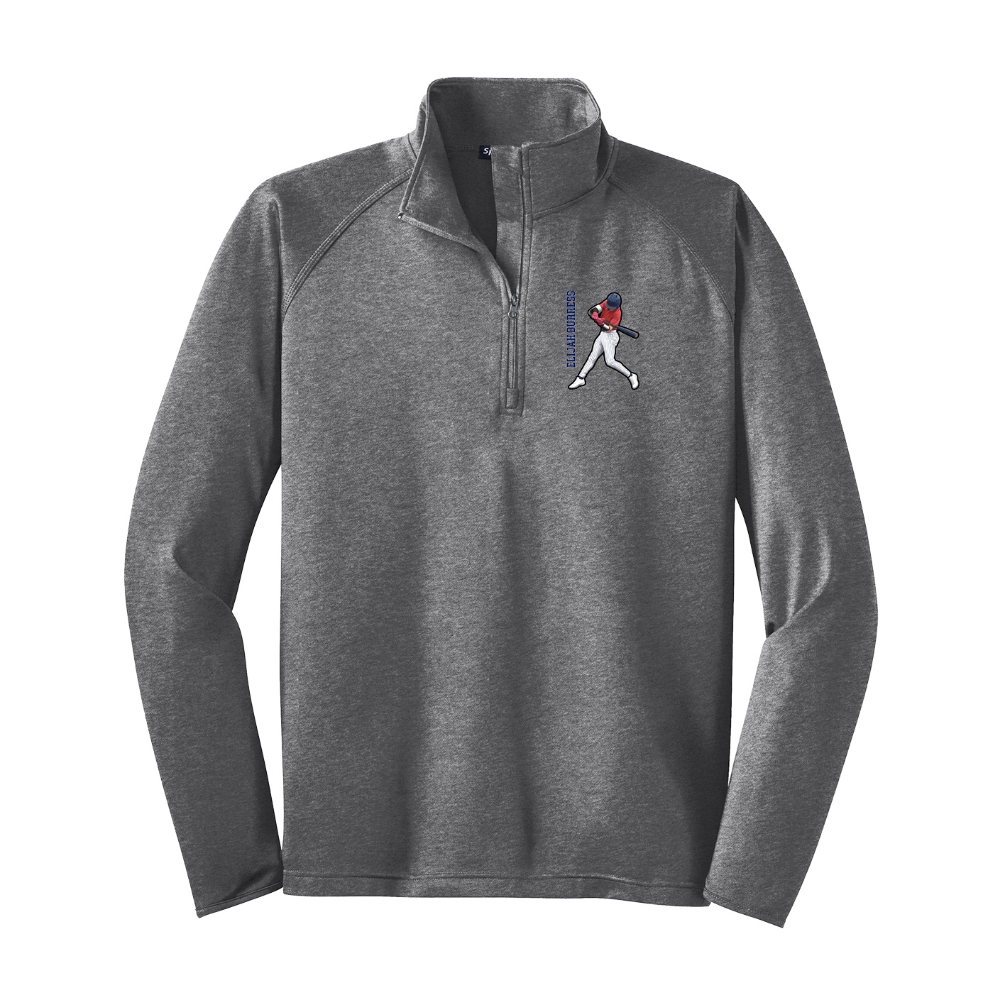 Q-Zip Pullover — Name Vertical in Grey