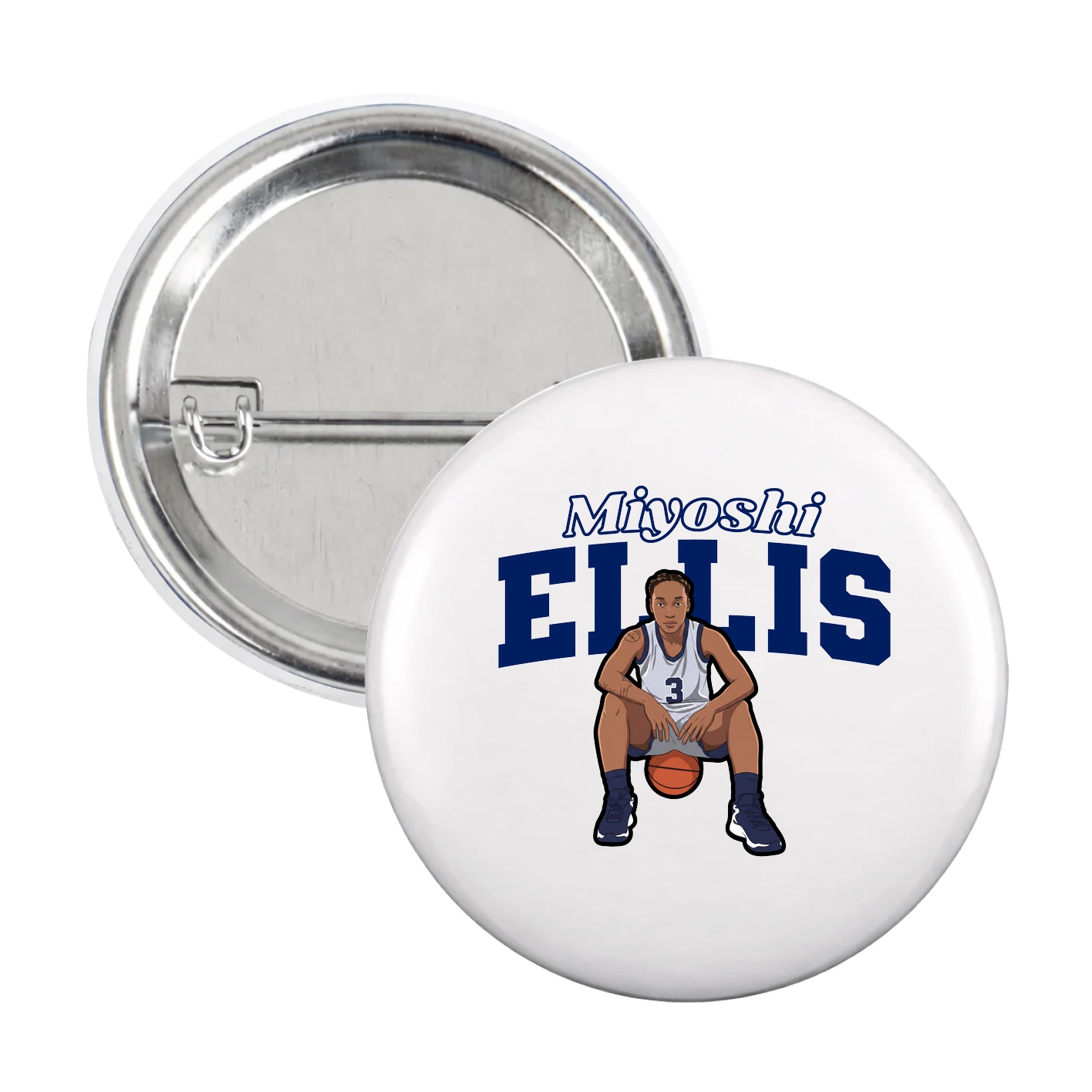 Game Day Button — Name Arch in White