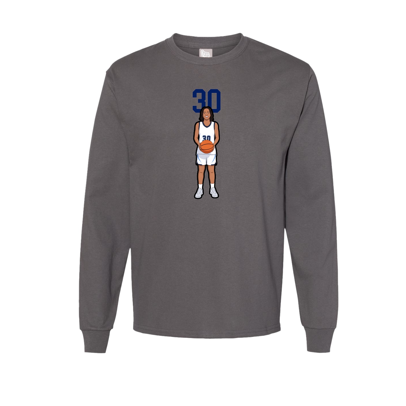 Long Sleeve Tee — Number Top in Grey