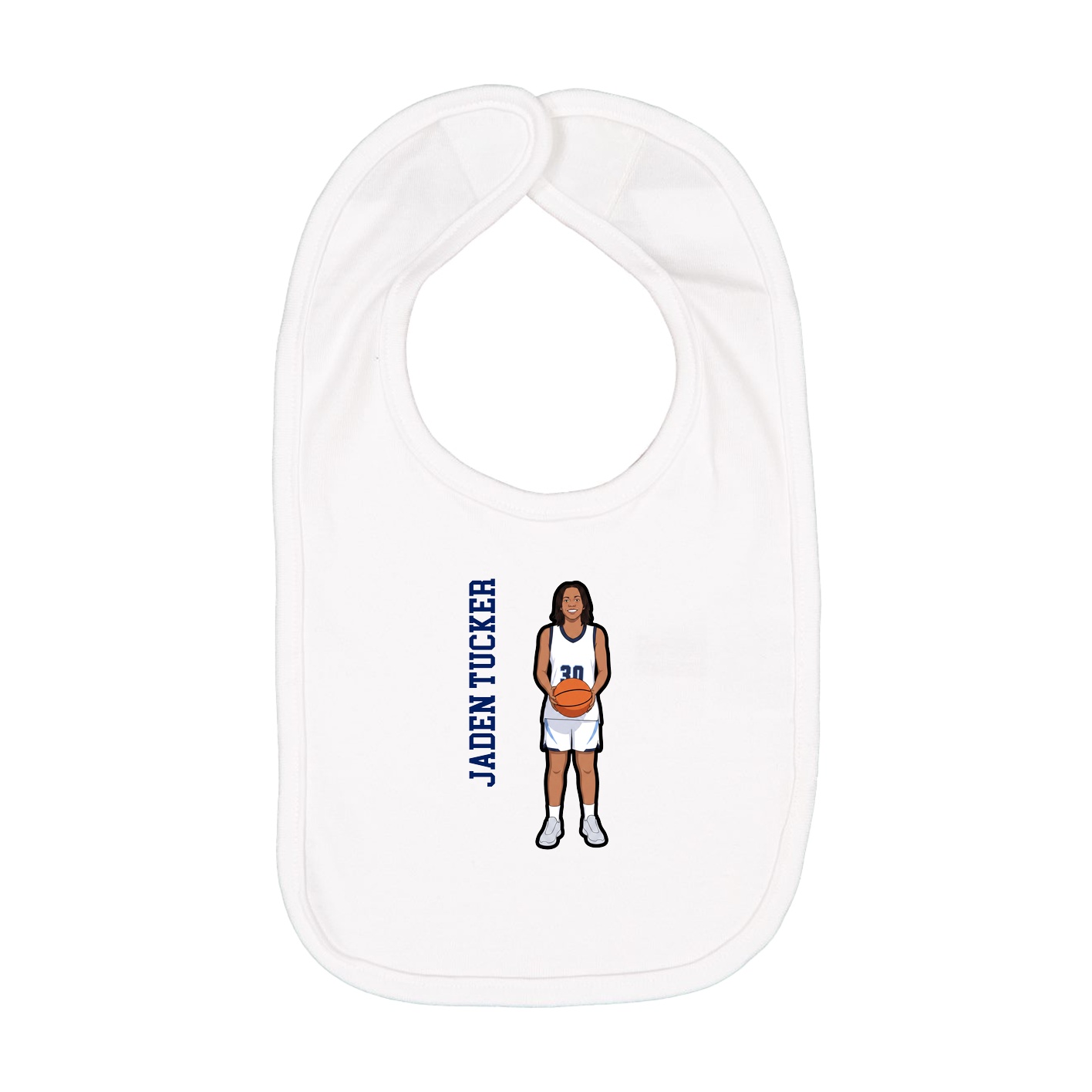Infant Bib — Name Vertical in White