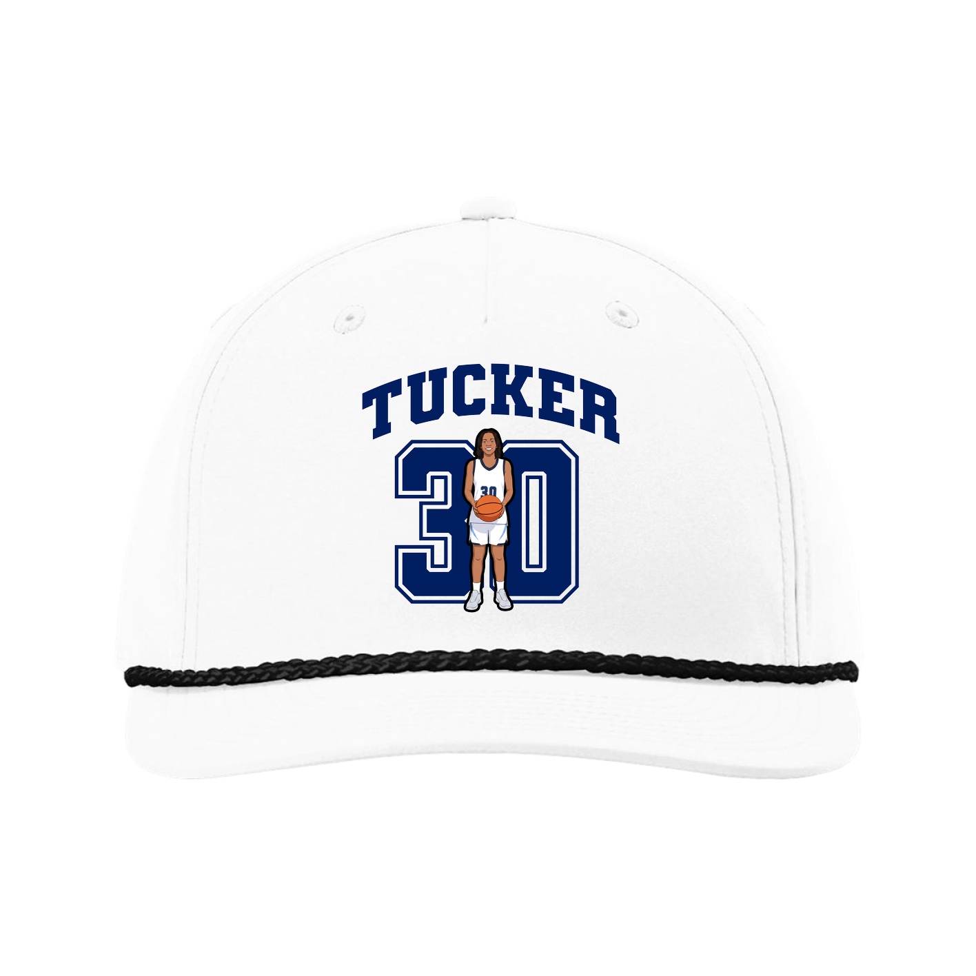 Five-Panel Classic Rope Cap — Number in White