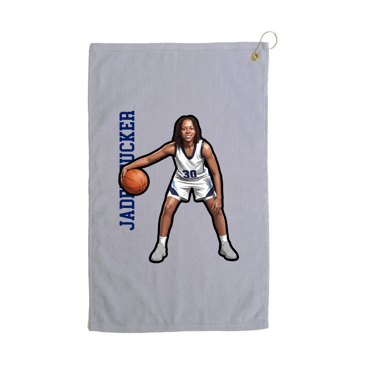 Golf Towel — Name Vertical in Grey