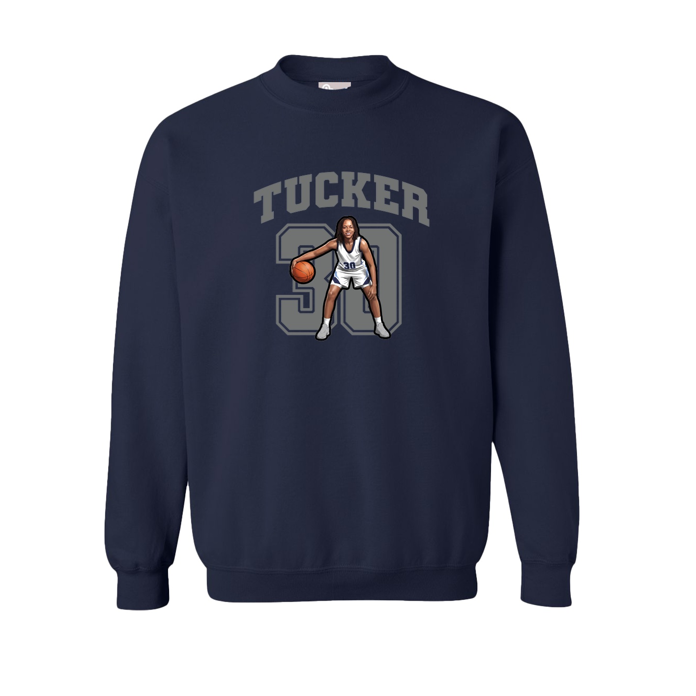 Fleece Crew — Number in Navy