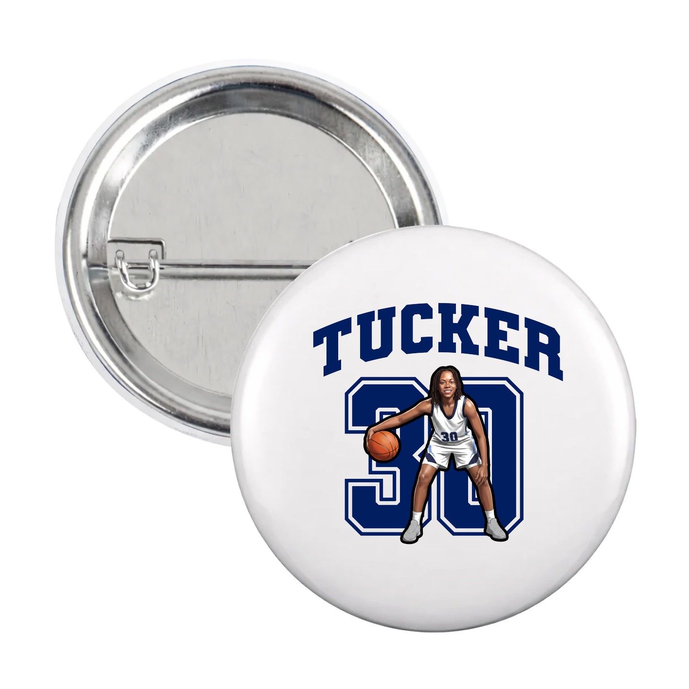 Game Day Button — Number in White