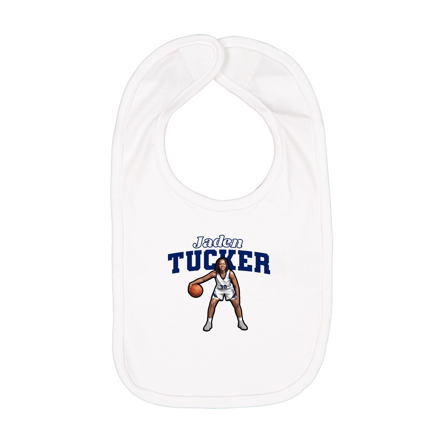 Infant Bib — Name Arch in White