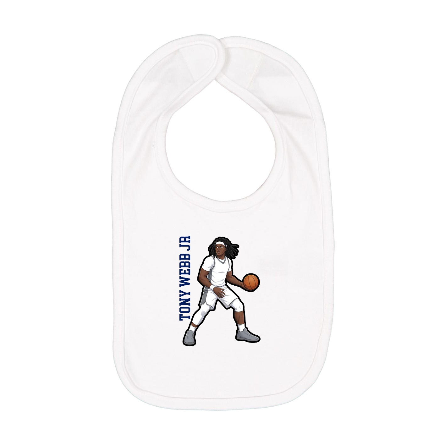 Infant Bib — Name Vertical in White