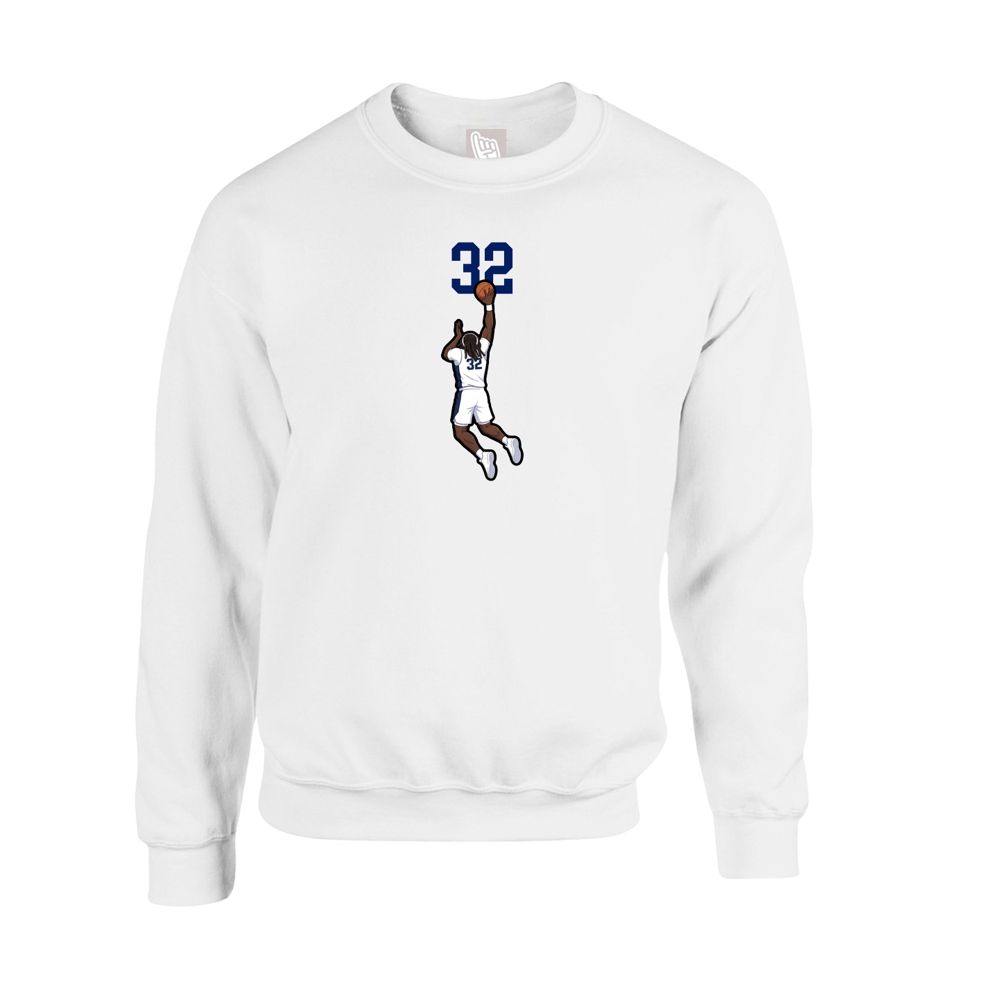 Fleece Crew — Number Top in White