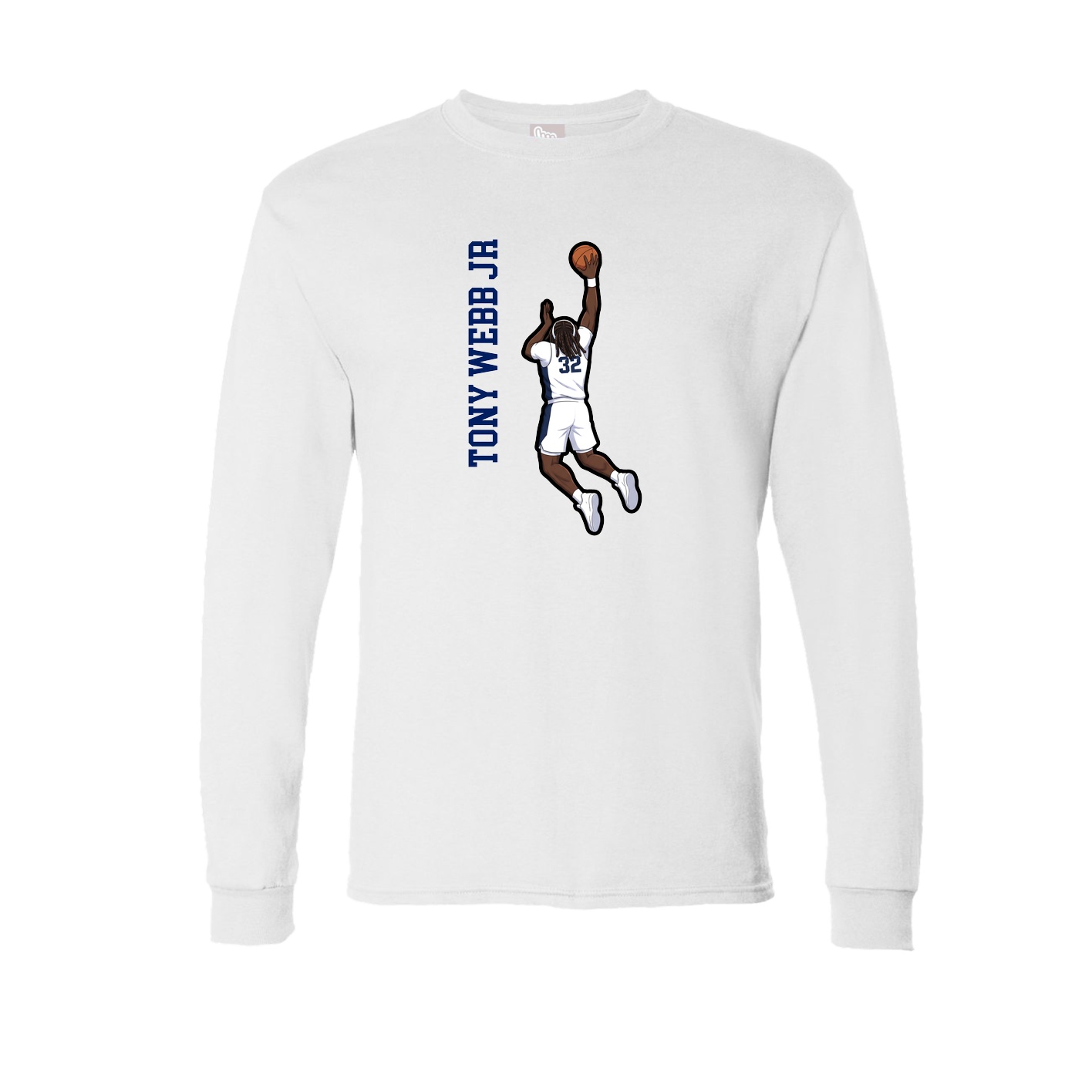 Long Sleeve Tee — Name Vertical in White