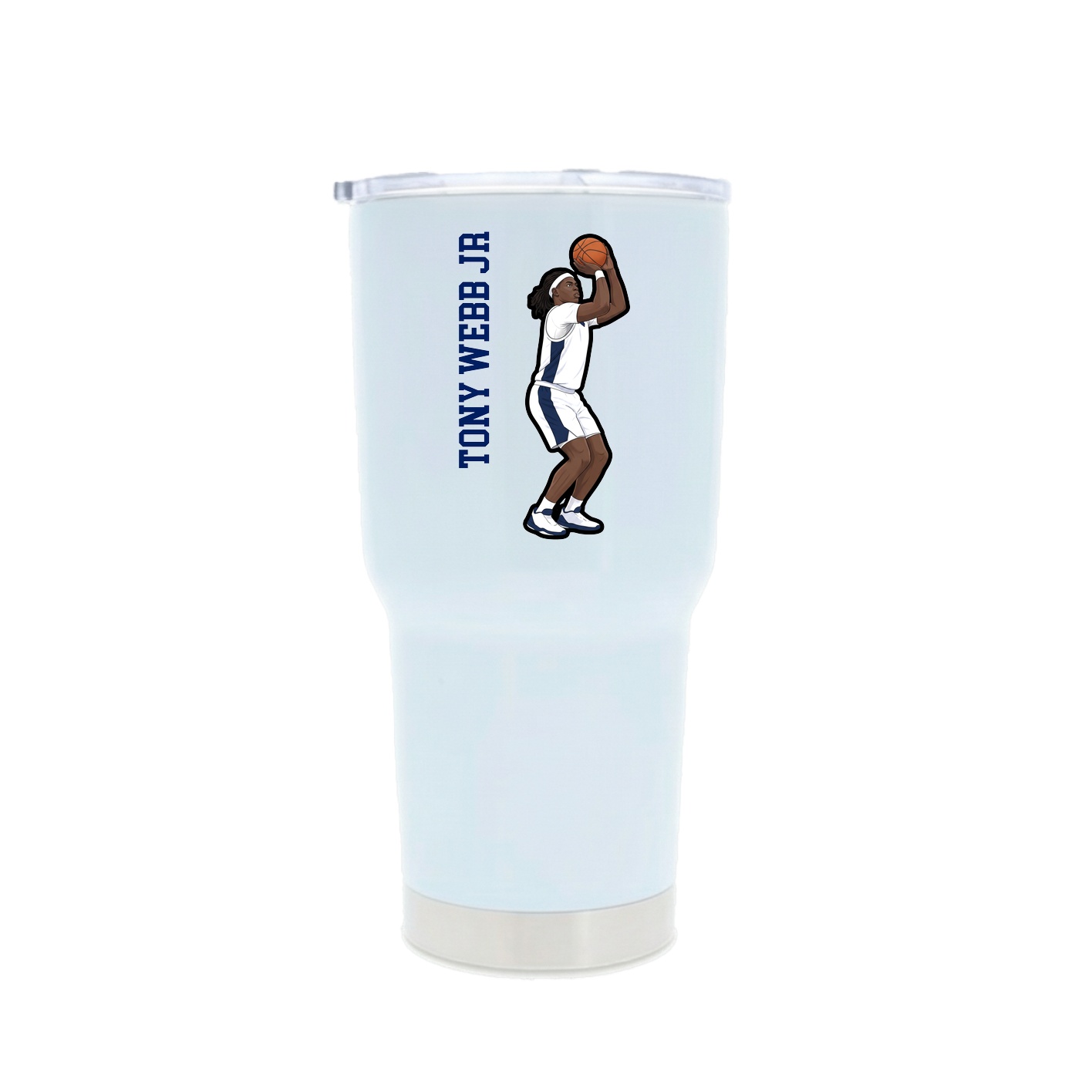 30oz Stainless Steel Tumbler — Name Vertical in White