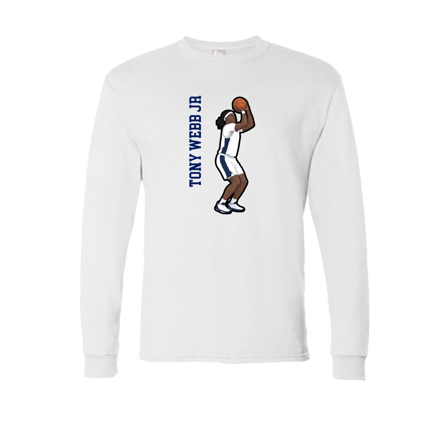 Long Sleeve Tee — Name Vertical in White