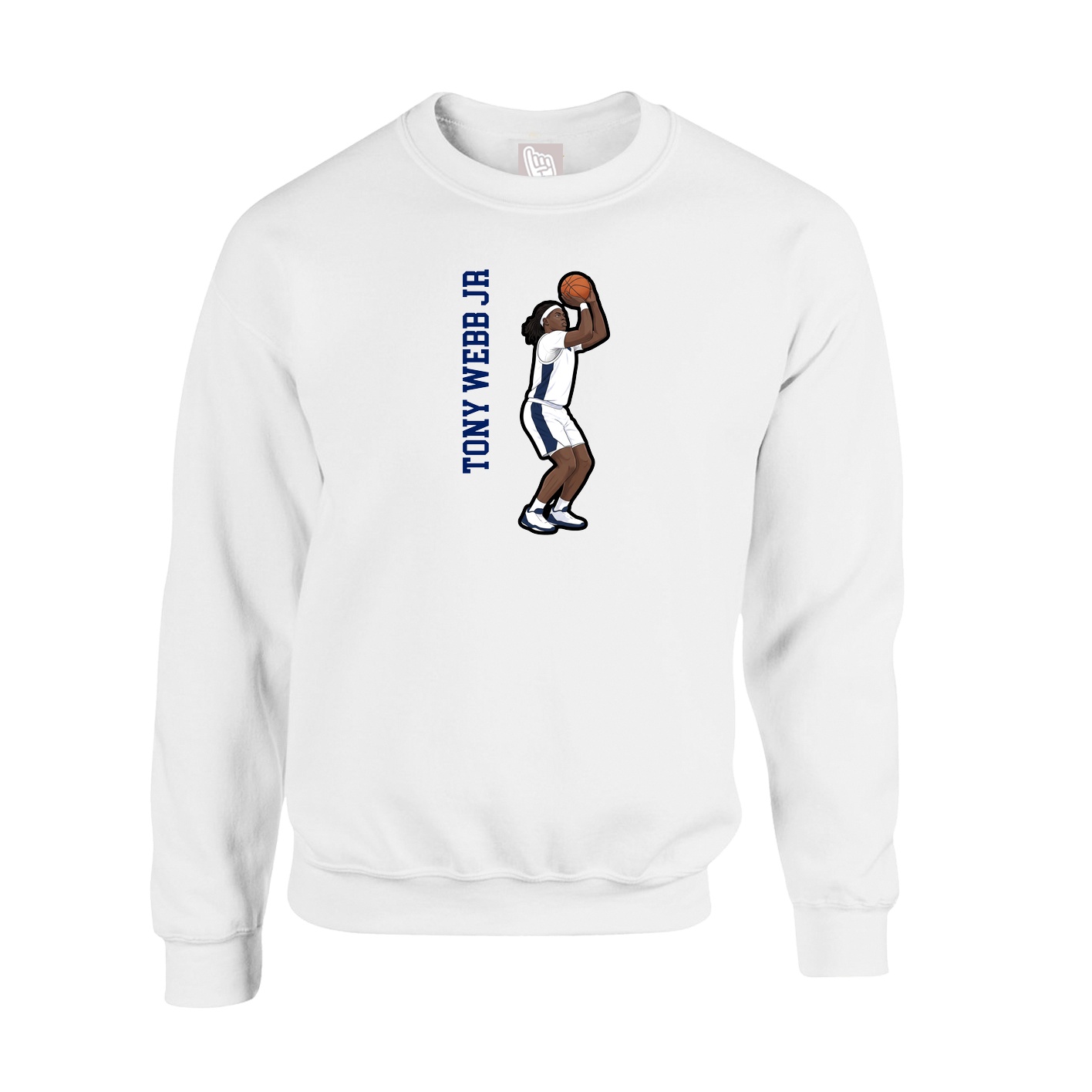 Fleece Crew — Name Vertical in White