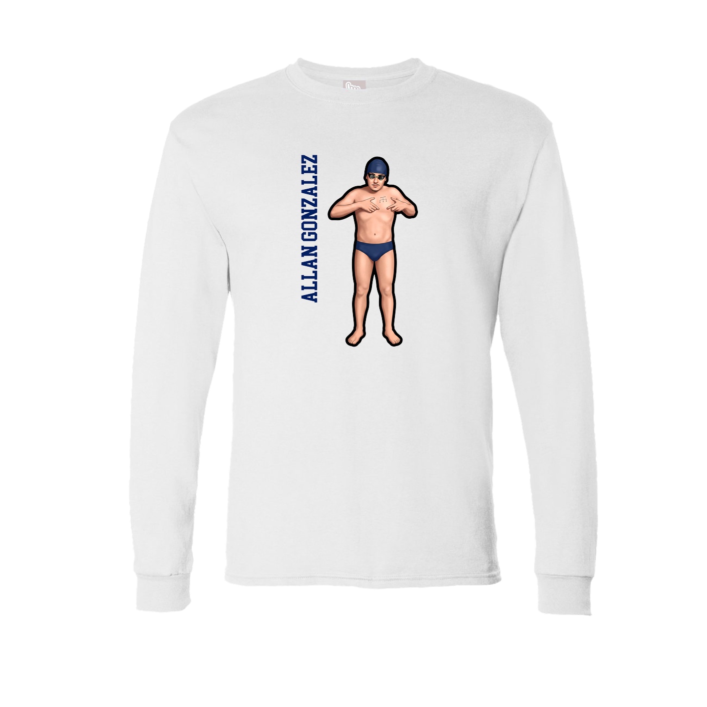 Long Sleeve Tee — Name Vertical in White