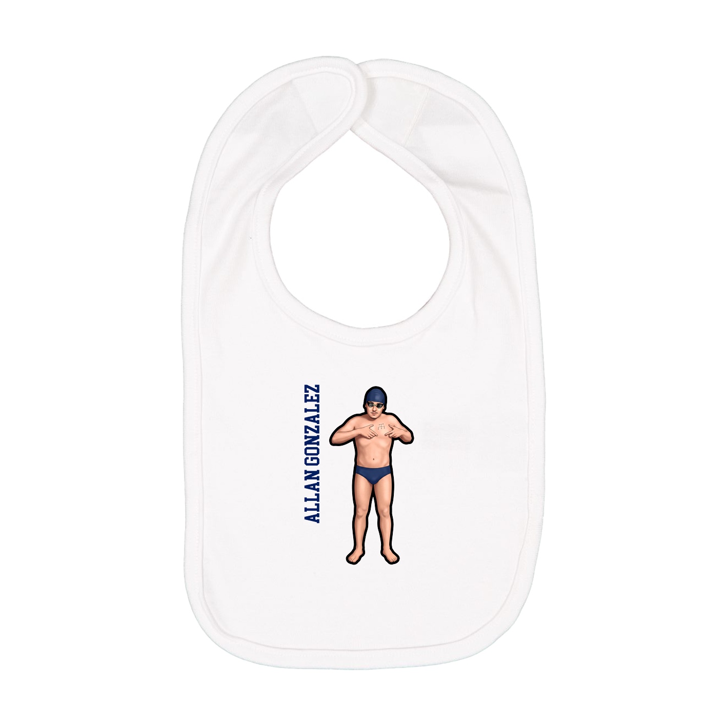 Infant Bib — Name Vertical in White