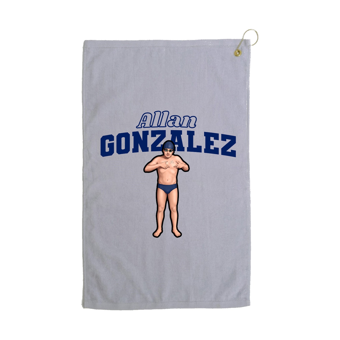 Golf Towel — Name Arch in Grey