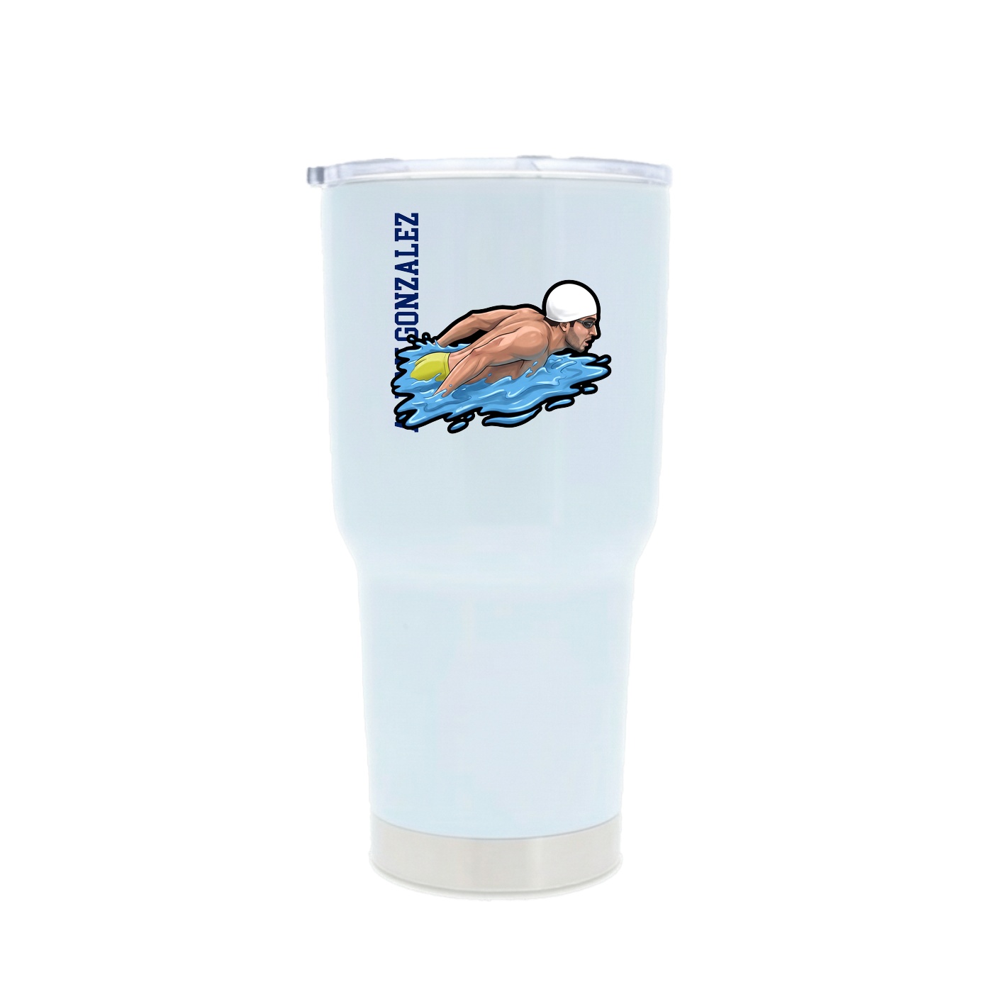30oz Stainless Steel Tumbler — Name Vertical in White