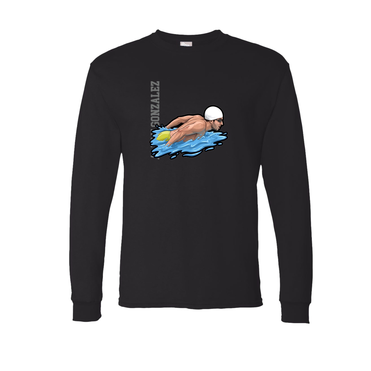 Long Sleeve Tee — Name Vertical in Black