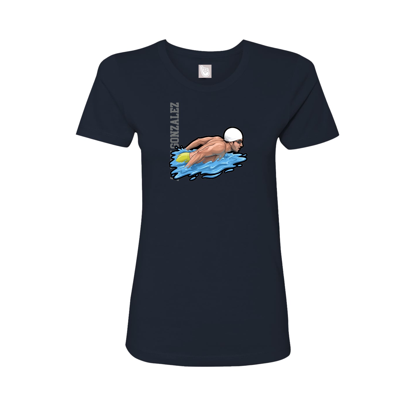 Fitted Women's Tee — Name Vertical in Navy