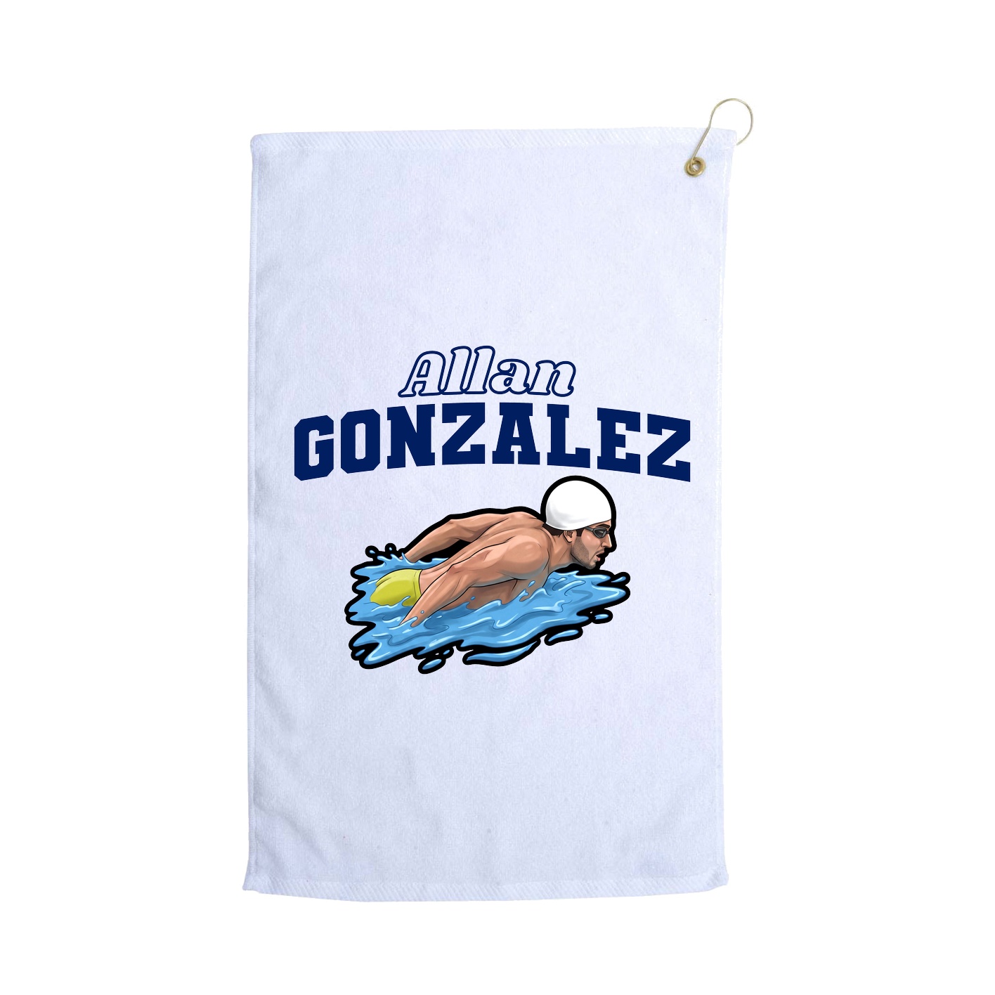Golf Towel — Name Arch in White