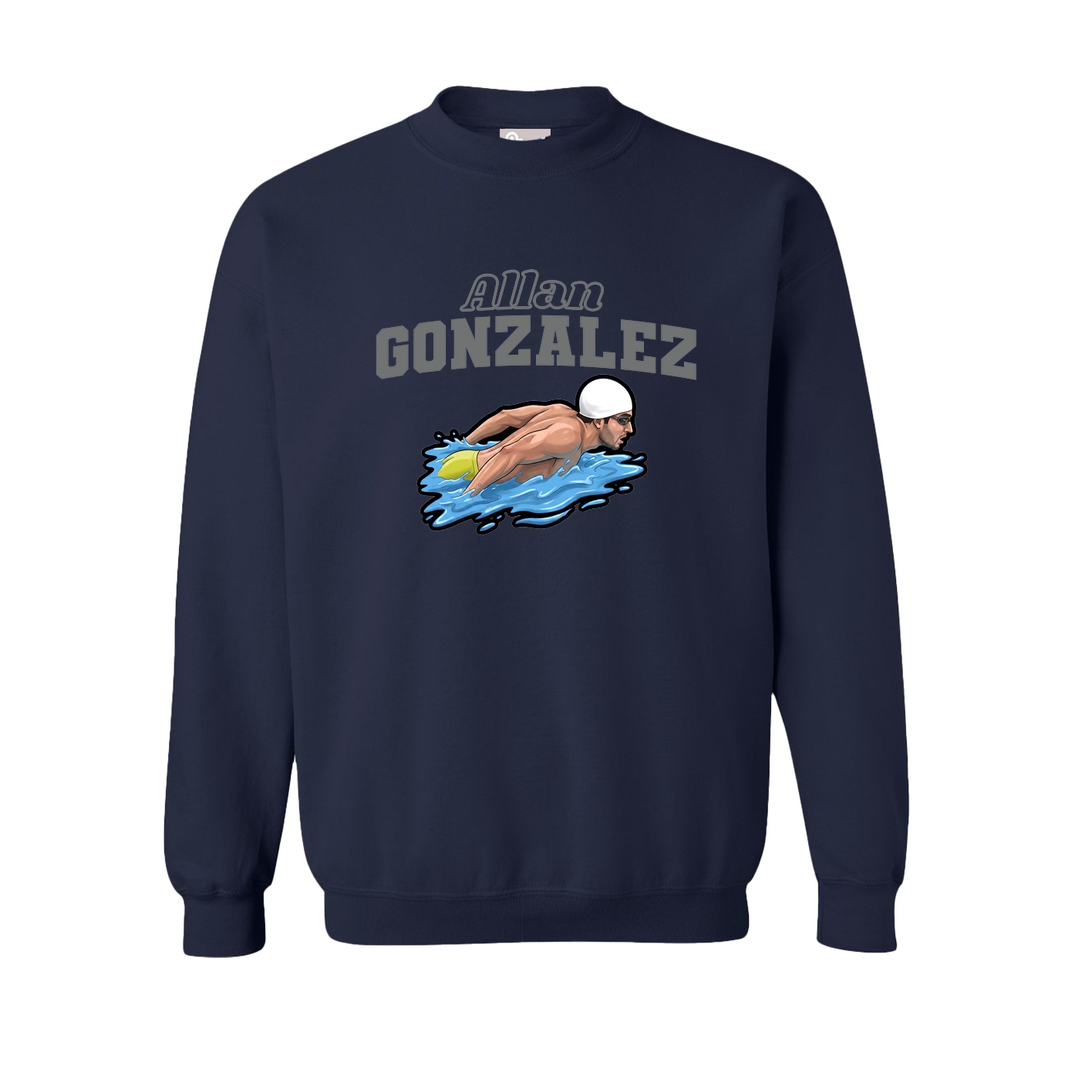 Fleece Crew — Name Arch in Navy