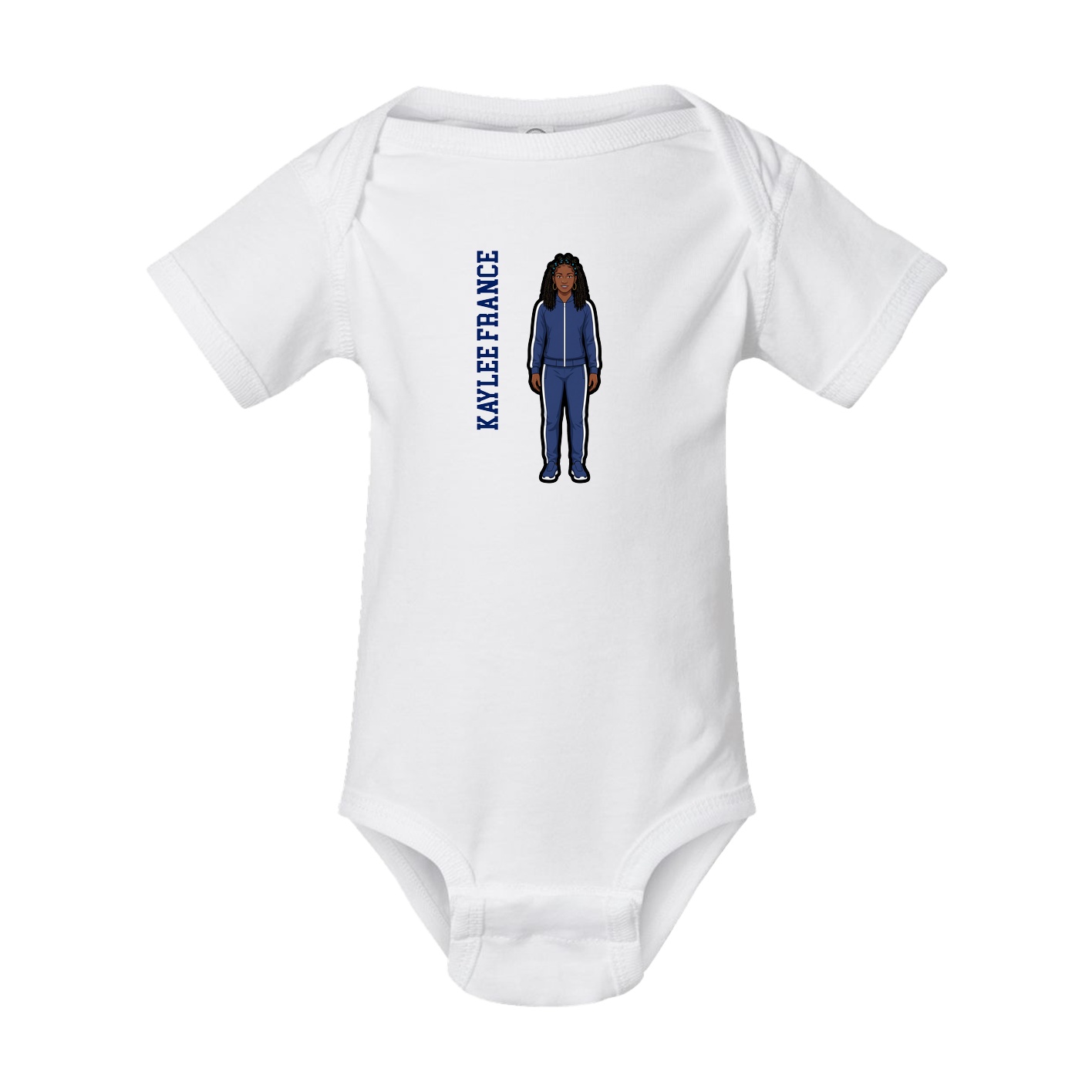 Baby Onesie — Name Vertical in White
