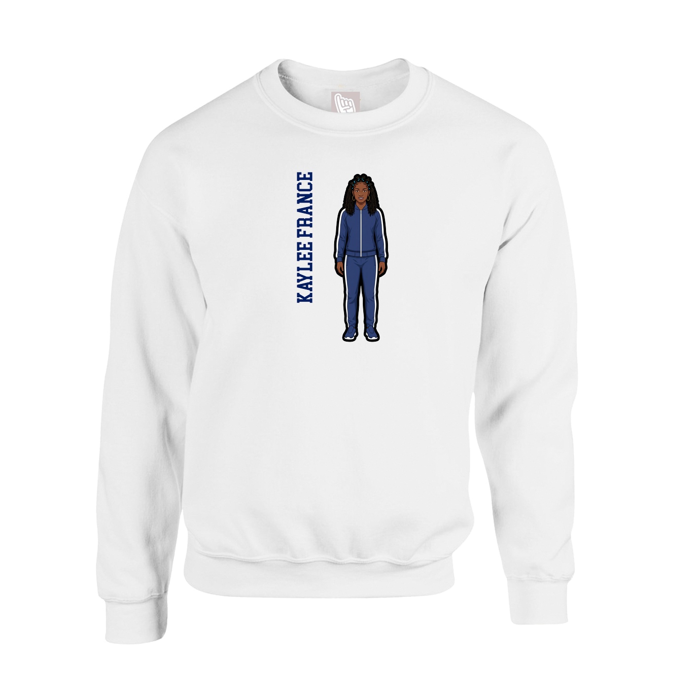 Fleece Crew — Name Vertical in White